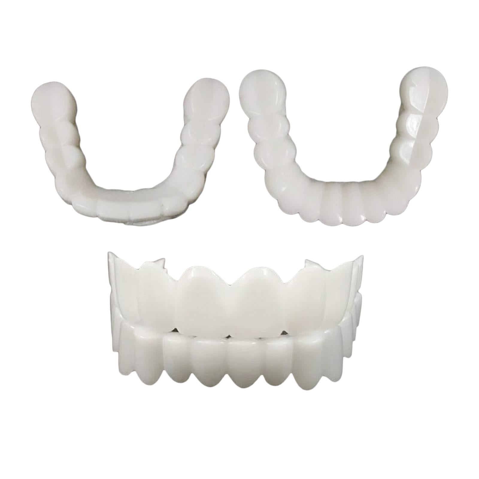2xResin Teeth Veneers Comfortable Dentures Tooth Cover Removable Reusable Upper Cover 