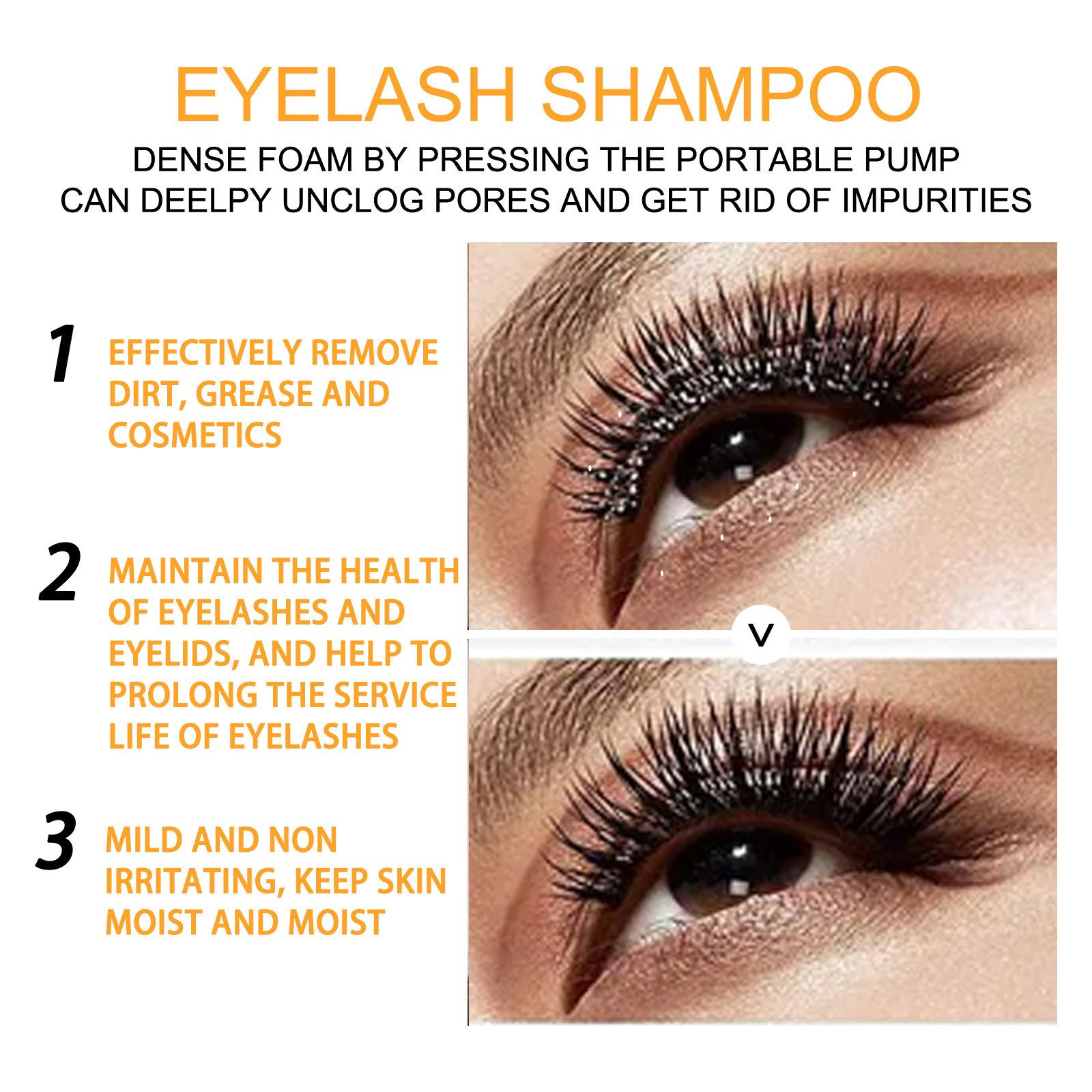 4xEyelash Shampoo for Eyelash Extension with Brush Portable for Salon Home Use