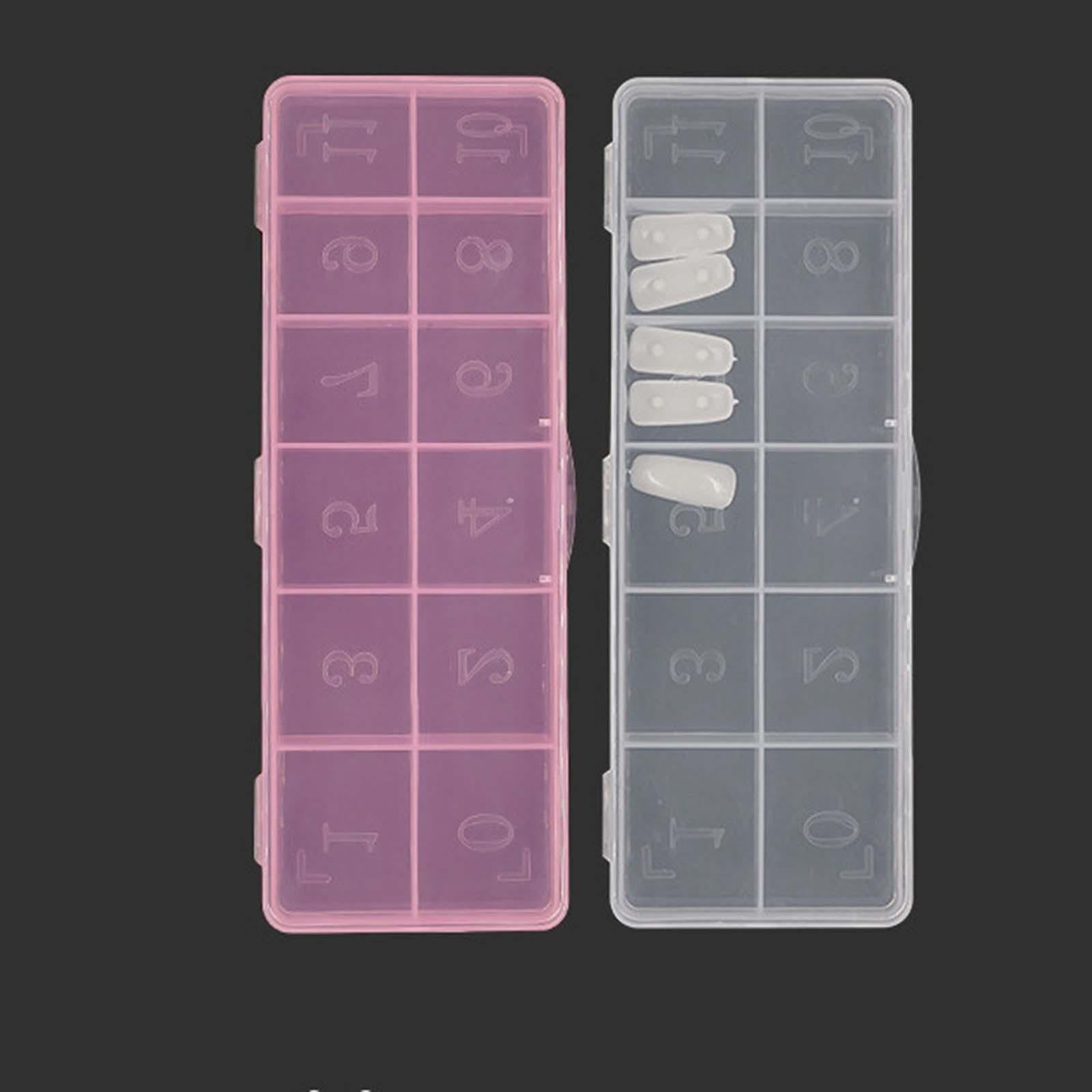 2x12 Slots Nail Tips Organizer Box Empty for False Nail Tips Art Crafts Beads Transparent  