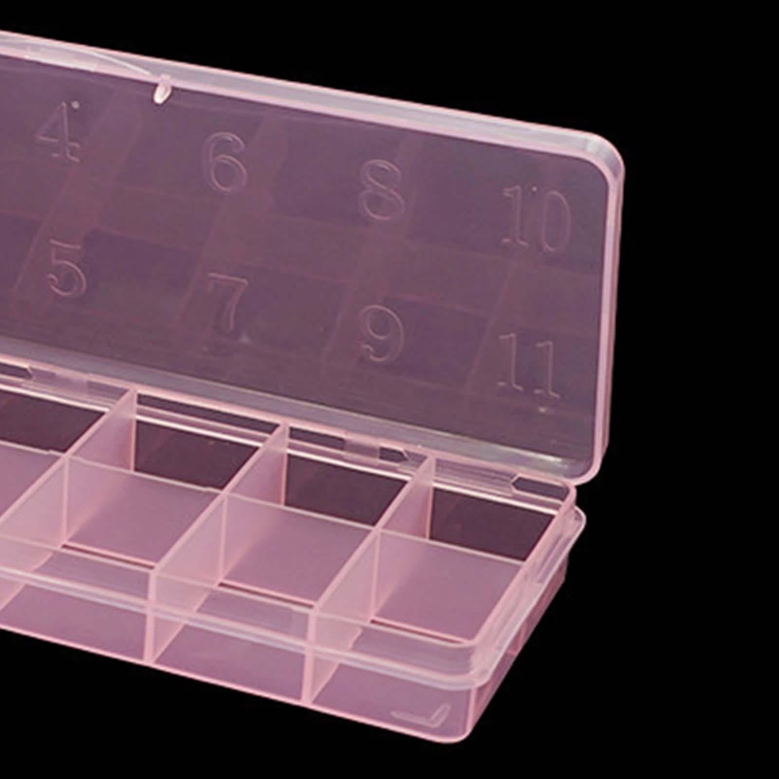 3x12 Slots Nail Tips Organizer Box Empty for False Nail Tips Art Crafts Beads Pink