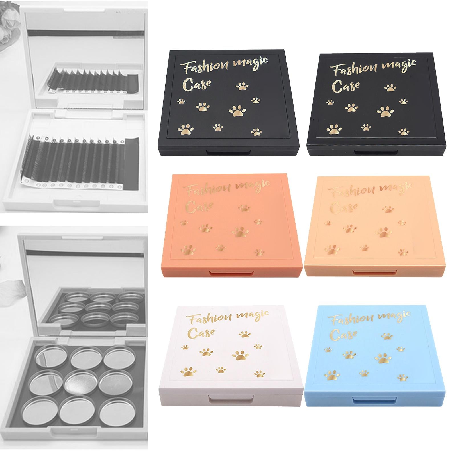 4xEmpty Magnetic Eyeshadow Palette Large with Mirror for Lipstick Eyeshadow Matte black