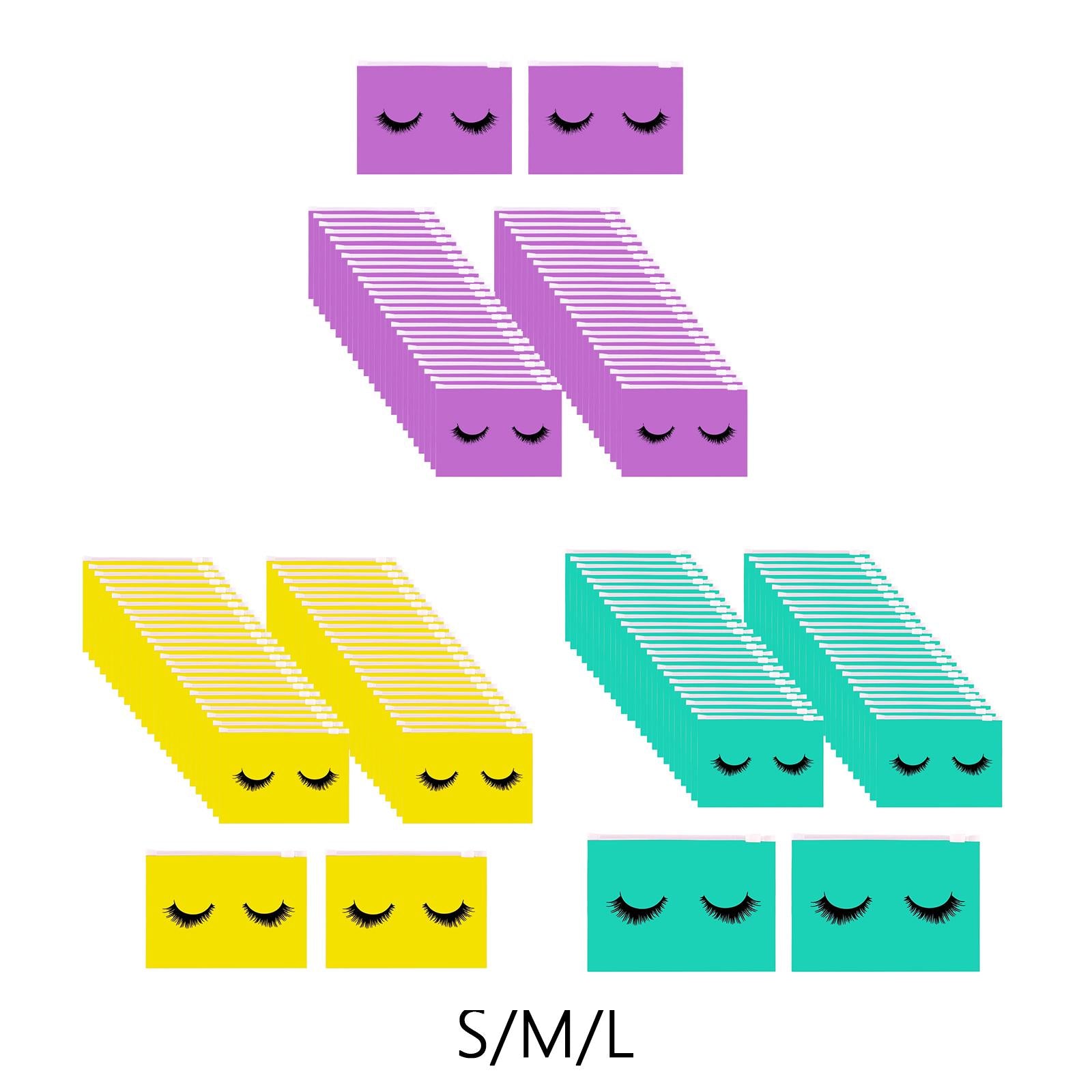 3xMultipurpose 50Pcs Eyelash Bags Eyelash Makeup Bags with Zipper Lightweight S violet