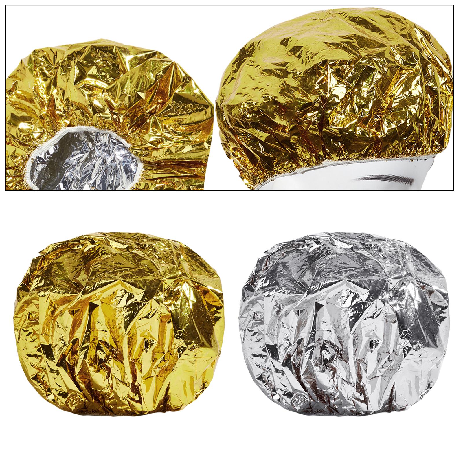 5xShower Cap Heat Insulation Hat Tin Foil Cover Women Hair Salon Hairdressing Aureate