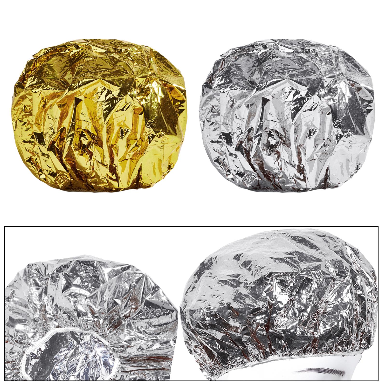 5xShower Cap Heat Insulation Hat Tin Foil Cover Women Hair Salon Hairdressing Aureate