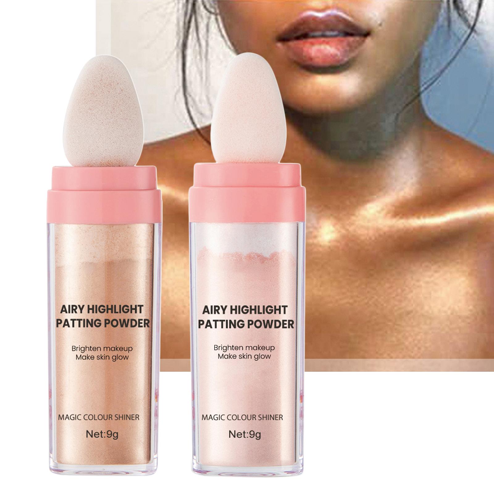 4xHighlighter Powder Stick Sparkle Setting Powder Face Blusher for Makeup Pink