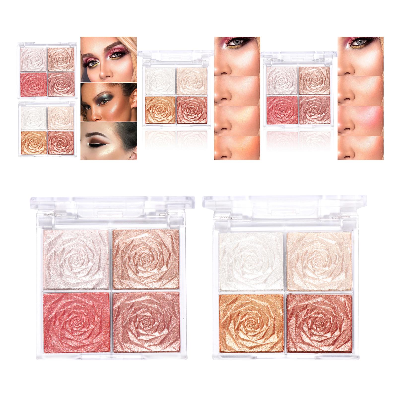 4xHighlighter Eyeshadow Palette Highly Pigmented Professional Smooth Girl Stytle A