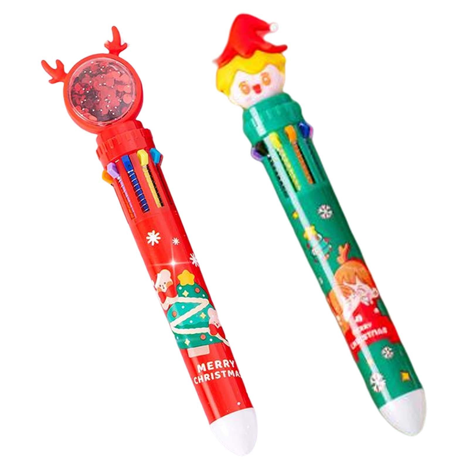 2x10 Colors Ballpoint Pen Retractable Ballpoint Pen 10 in 1 for Gift Children Elk