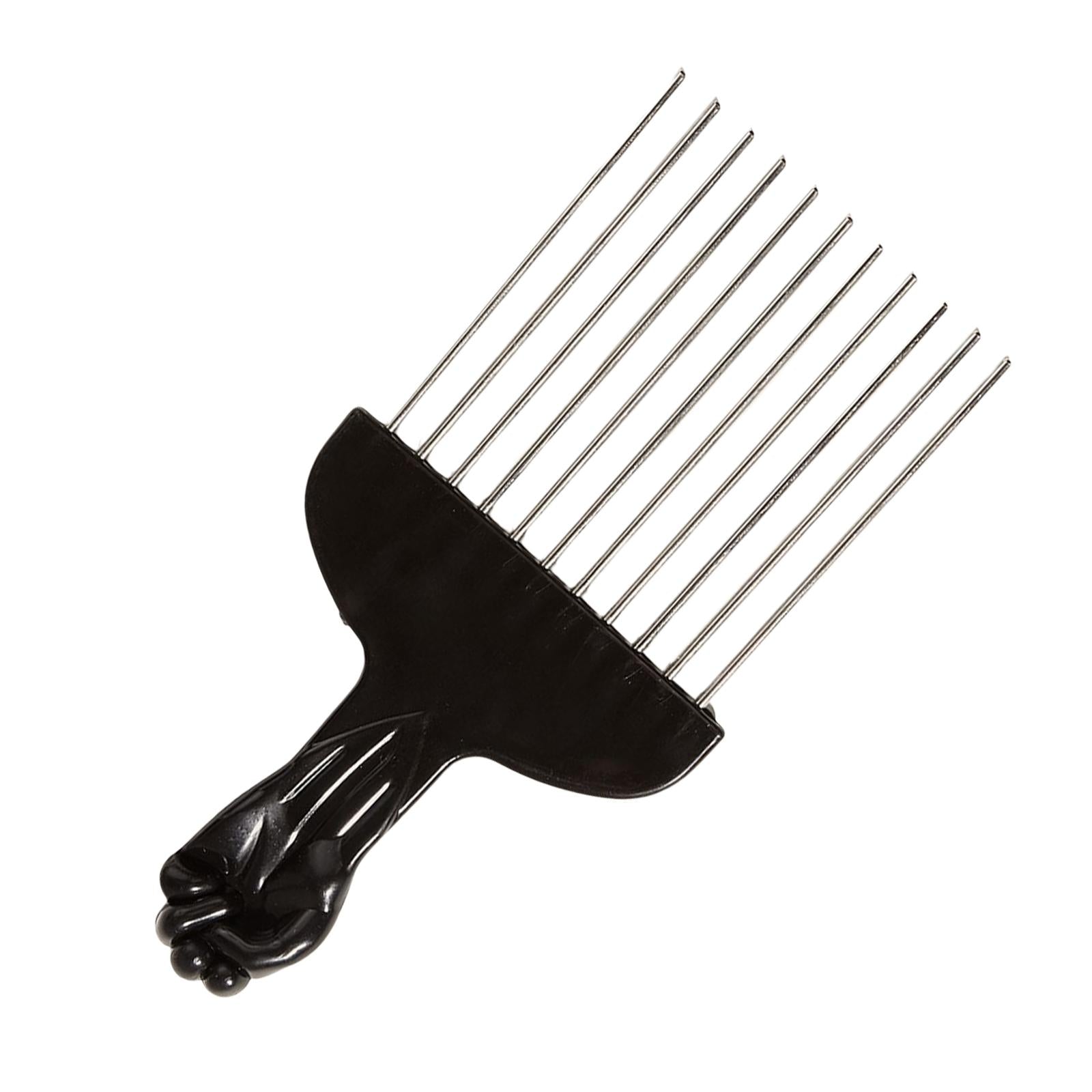 4xMetal Hair Pick Curly Hair Styling Fist Afro Pick Women black