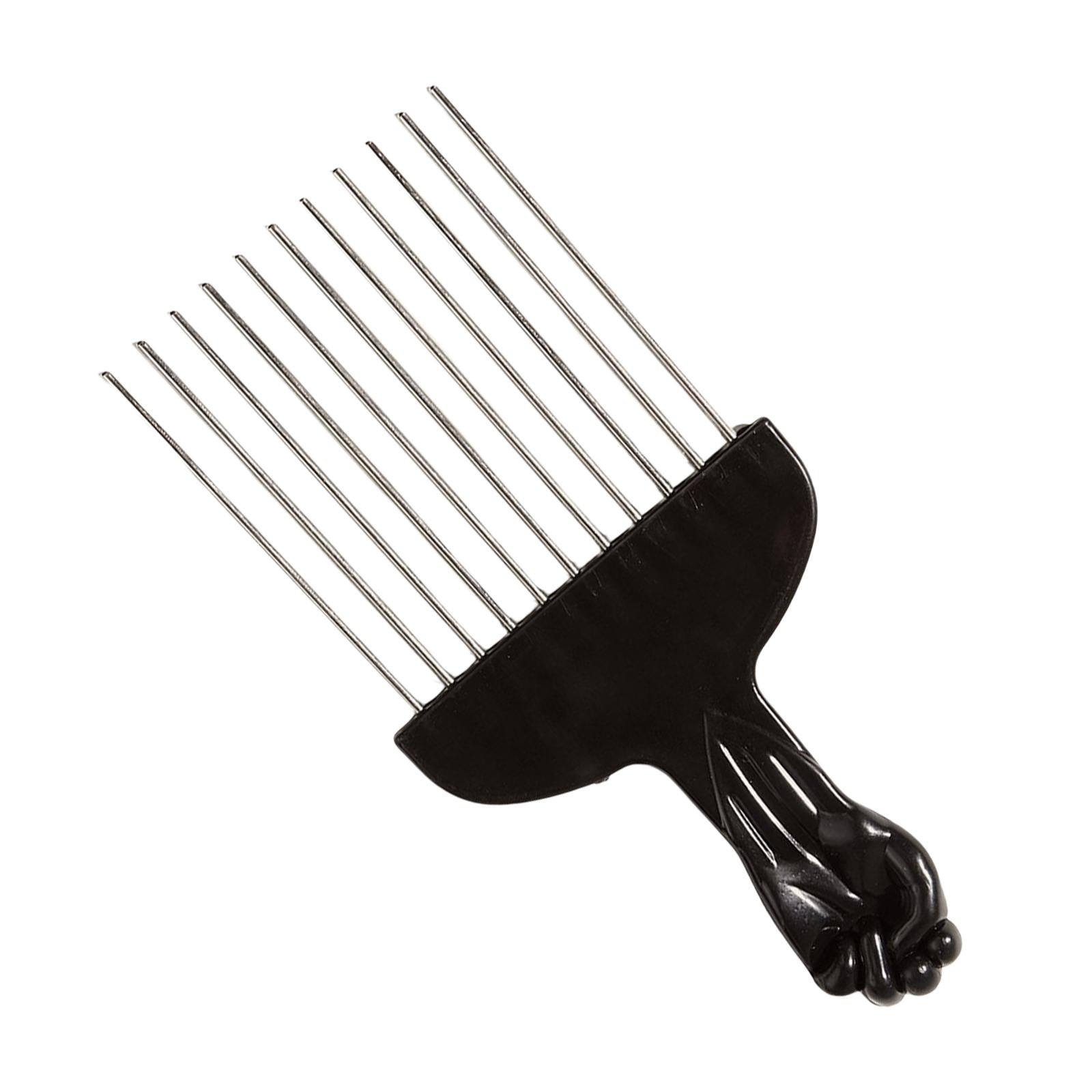 3xMetal Hair Pick Curly Hair Styling Fist Afro Pick Women black