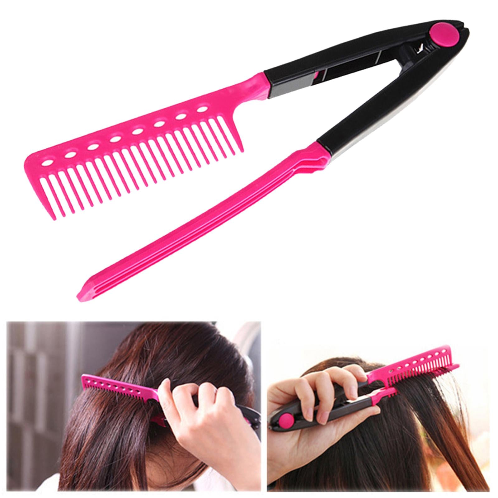 2xV Type Hair Straightening Comb Fashion Portable with A Firm Grip for Knotty Hair