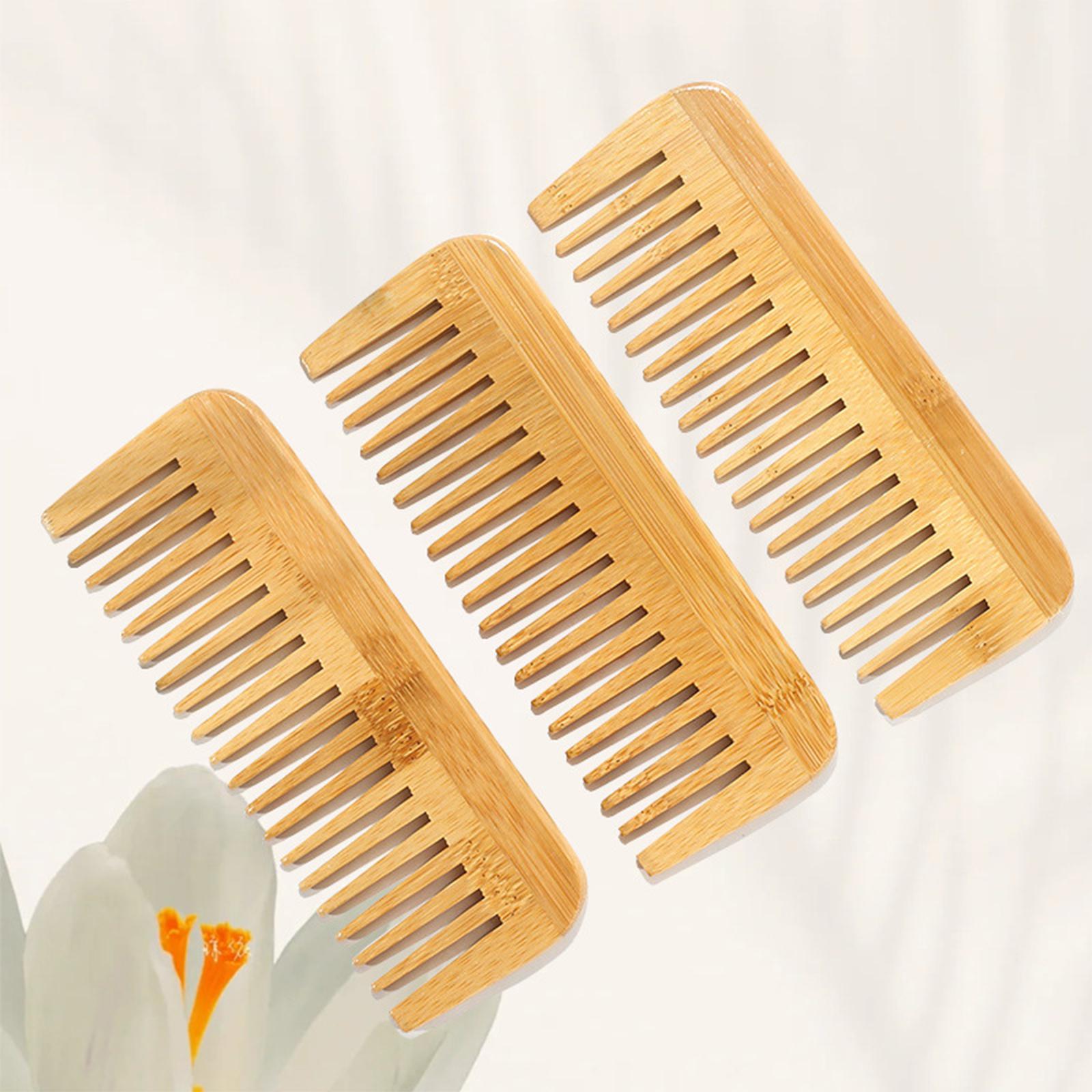 2xBamboo Hair Comb Wide Tooth Detangling Comb Detangling for wet and dry Hair