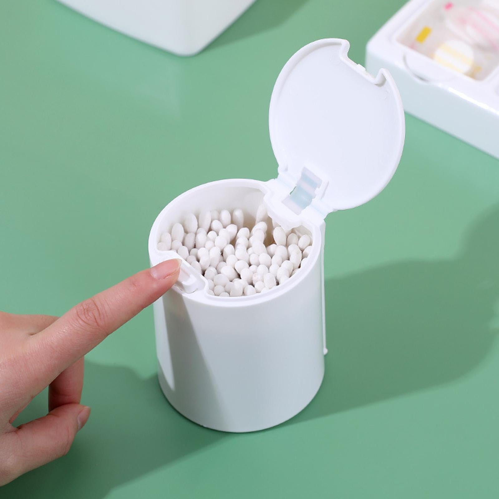 4xCotton Swabs Holder with Lid Household for Toothpick Cotton Ball Living Room S