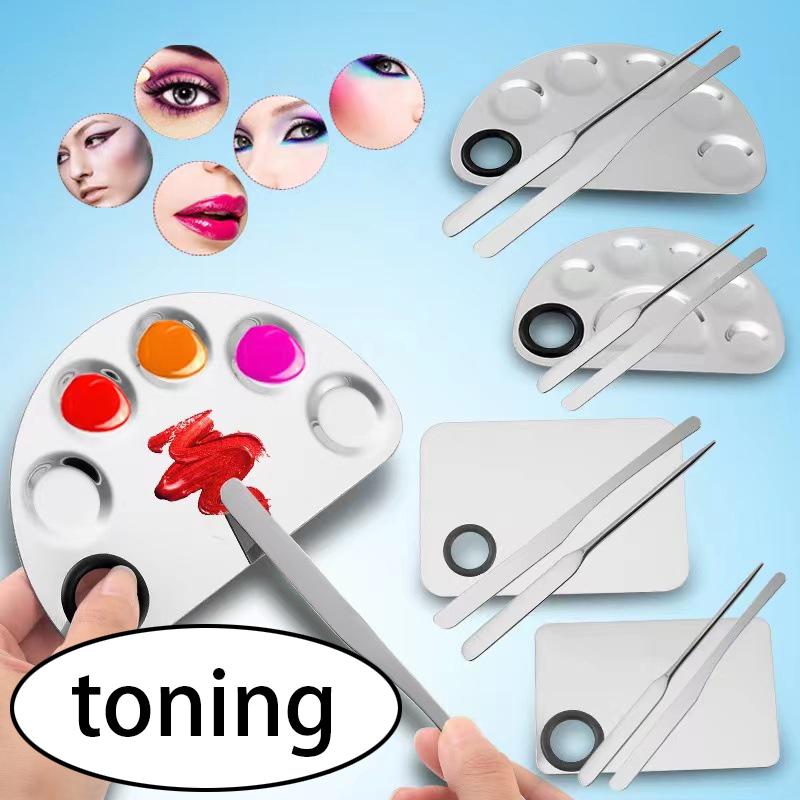 2xProfessional Makeup Mixing Palette Reusable for Blush Pigment Beginners