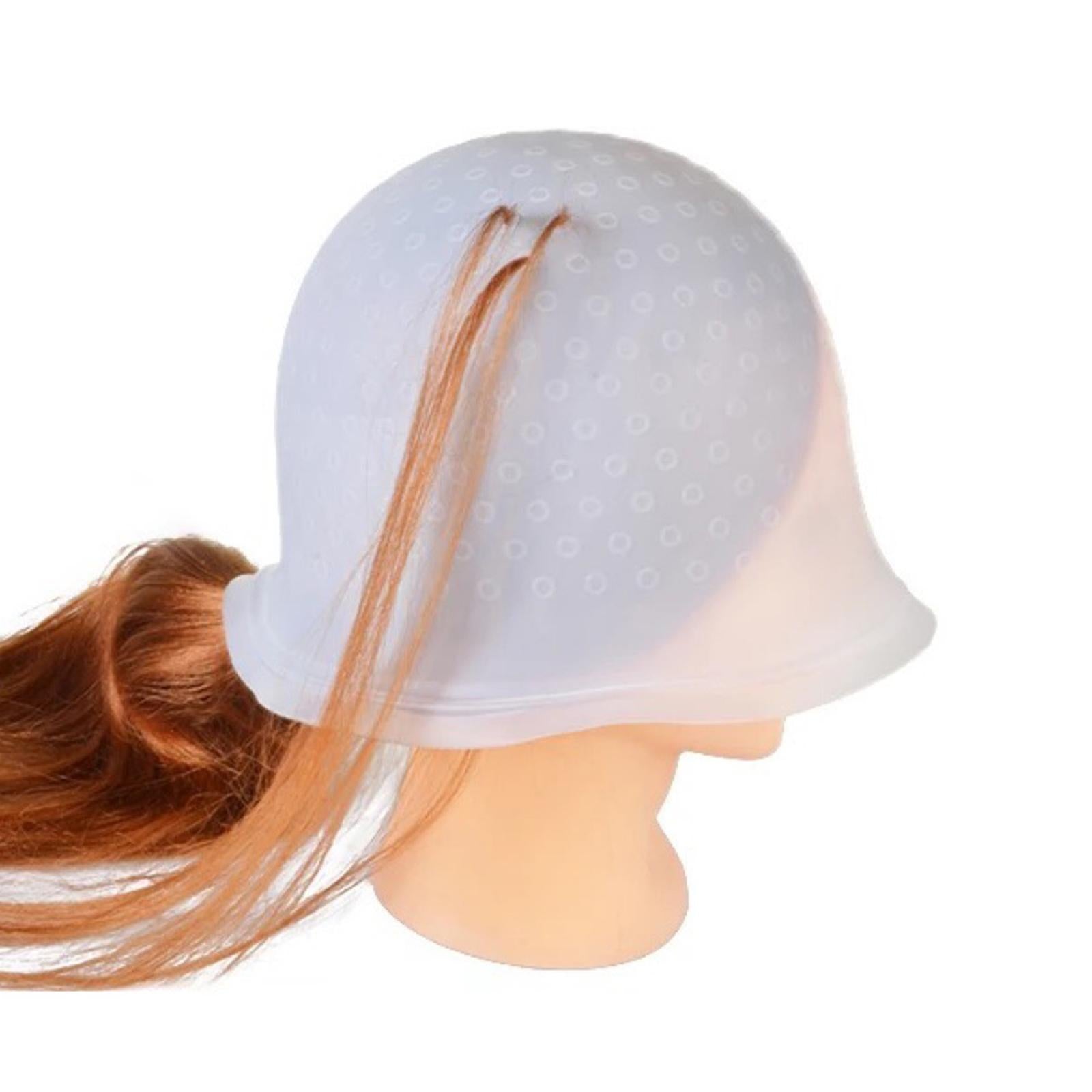 4xSilicone Highlighting Cap Hair Dye Coloring Hat Adjustable DIY Reusable Soft White