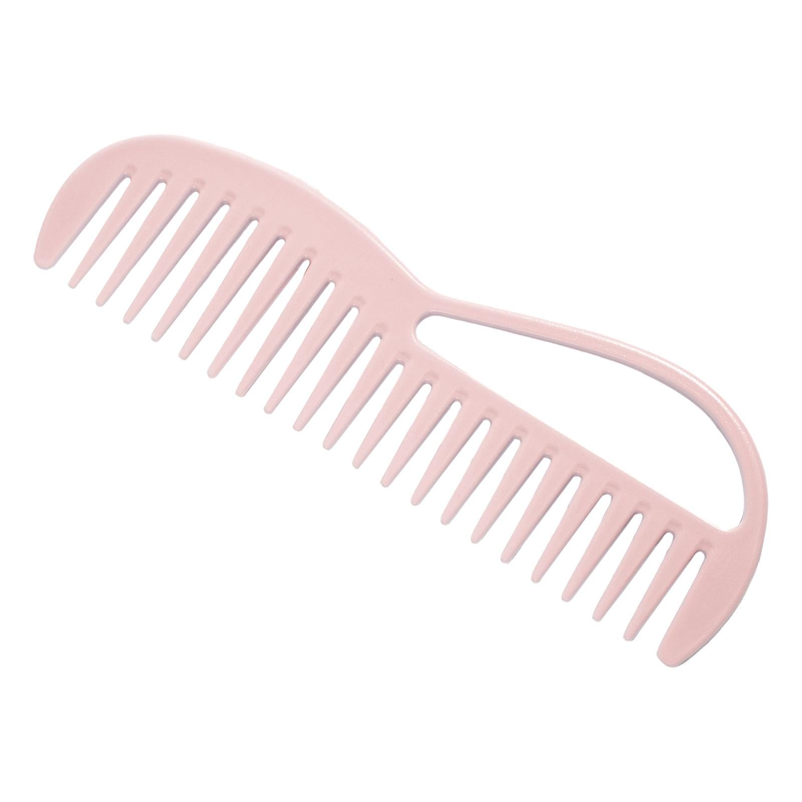 2xWide Tooth Hair Comb Detangler Comb Portable for Salon Home Women Girls Pink