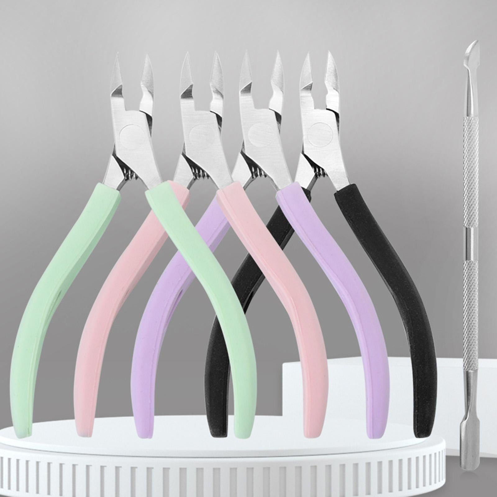 6xStainless Steel Cuticle Cutter Scissors Anti Slip Silicone Handle Salon Purple