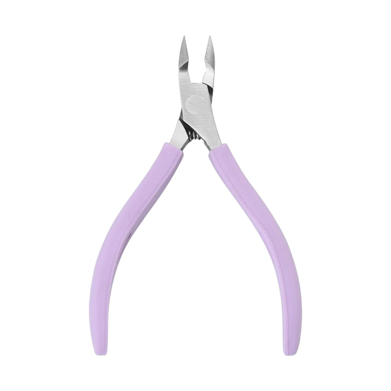 2xStainless Steel Cuticle Cutter Scissors Anti Slip Silicone Handle Salon Purple
