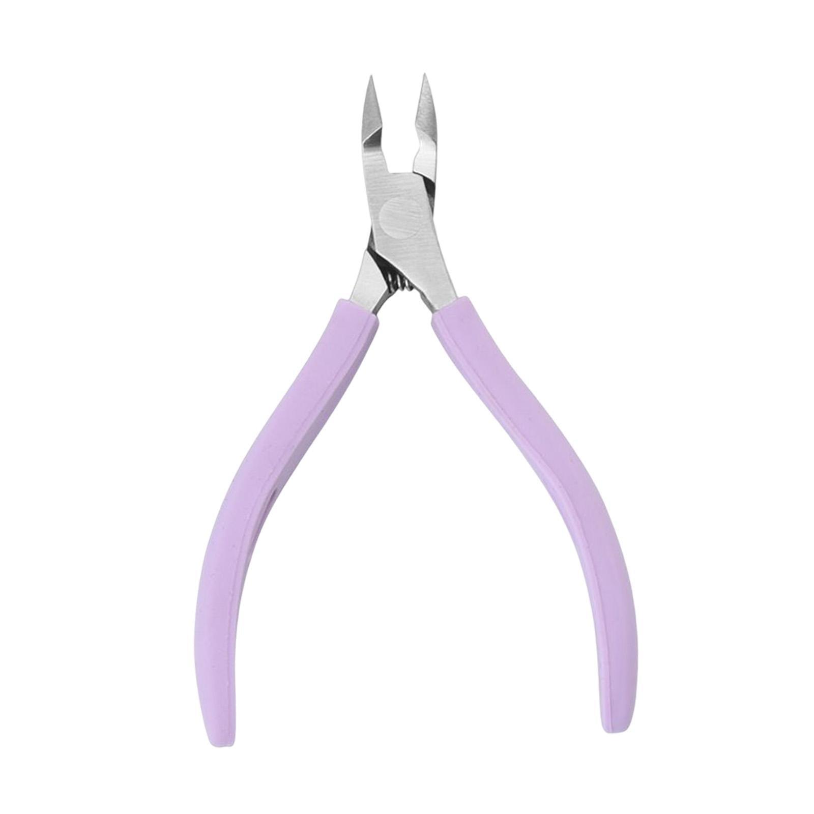 2xStainless Steel Cuticle Cutter Scissors Anti Slip Silicone Handle Salon Purple