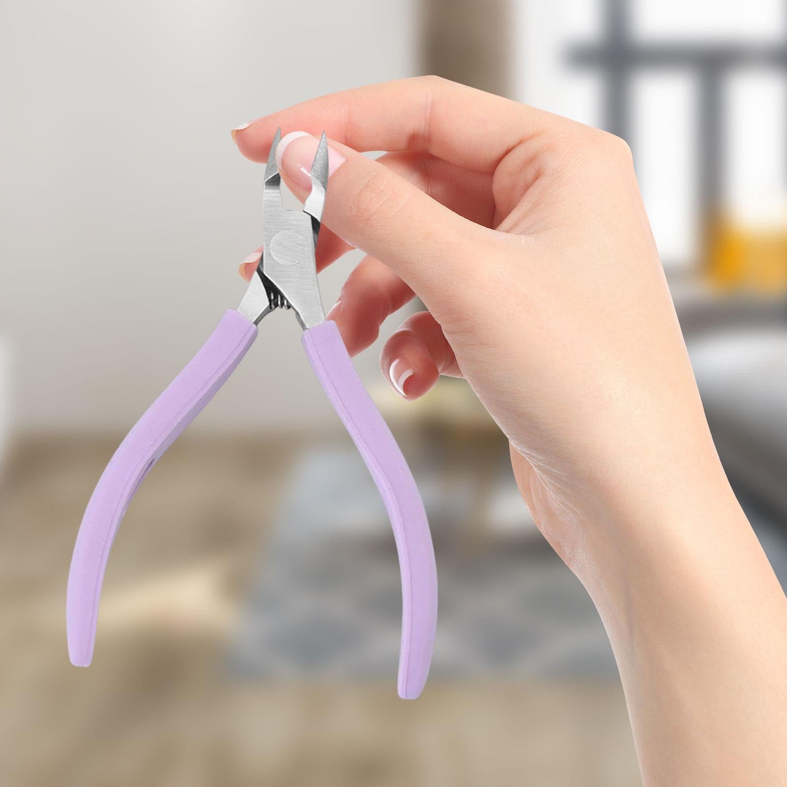6xStainless Steel Cuticle Cutter Scissors Anti Slip Silicone Handle Salon Purple