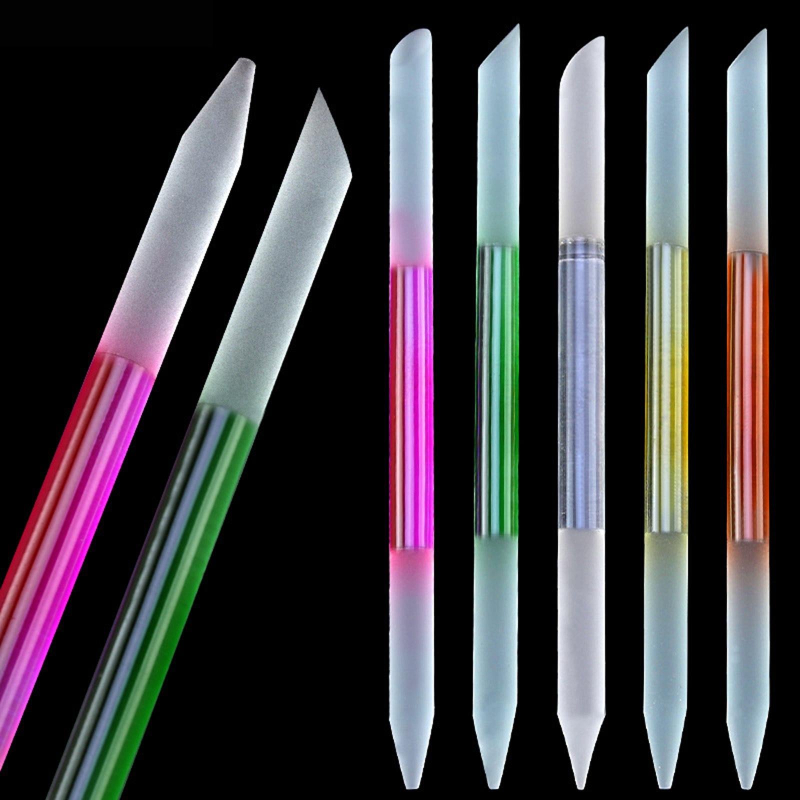 4xDual Ended Glass Cuticle Pusher Manicure Stick Tool Reusable for Nail Salons Green