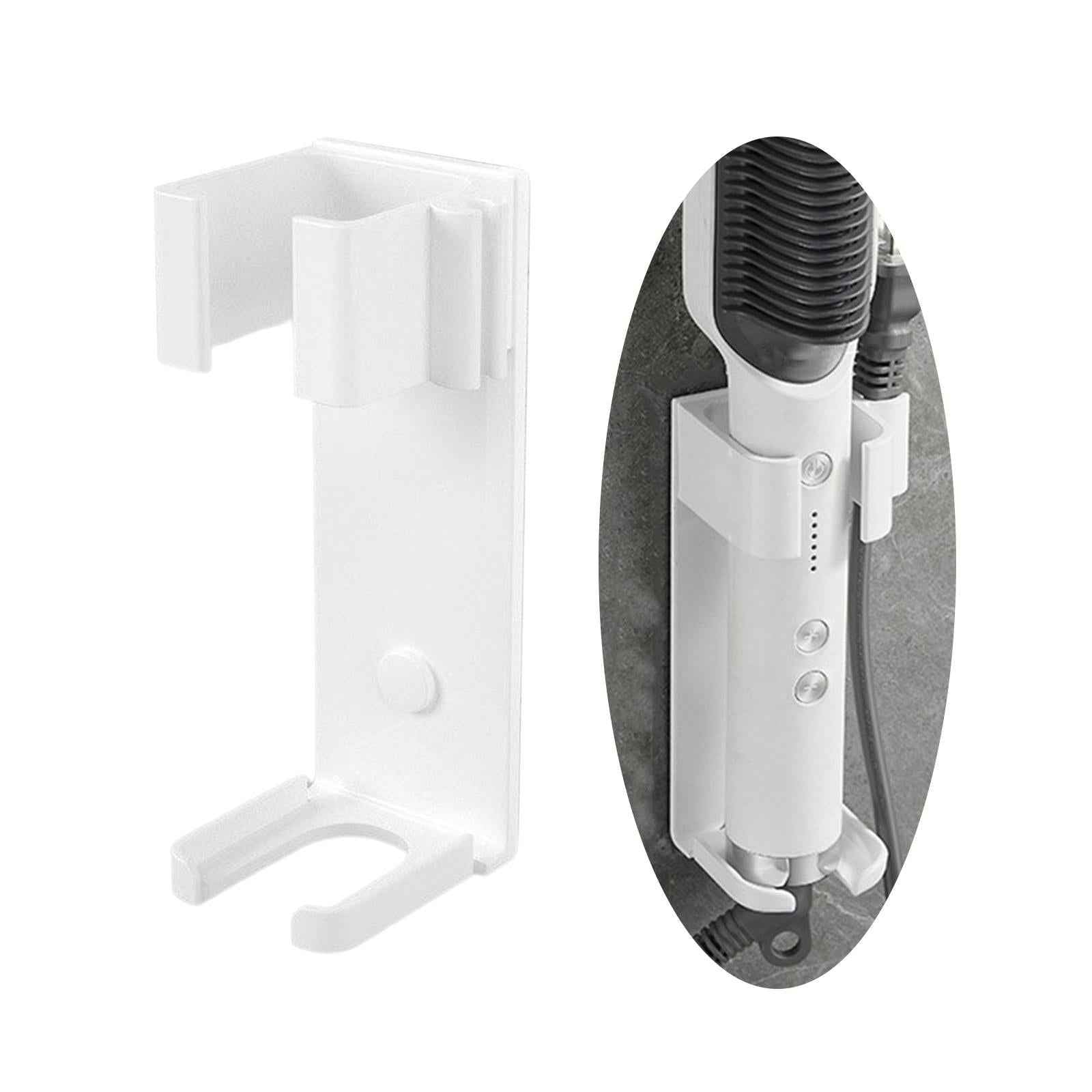 Wall Mount Curling Iron Holder Hair Styling Tool Organizer for Flat Irons White
