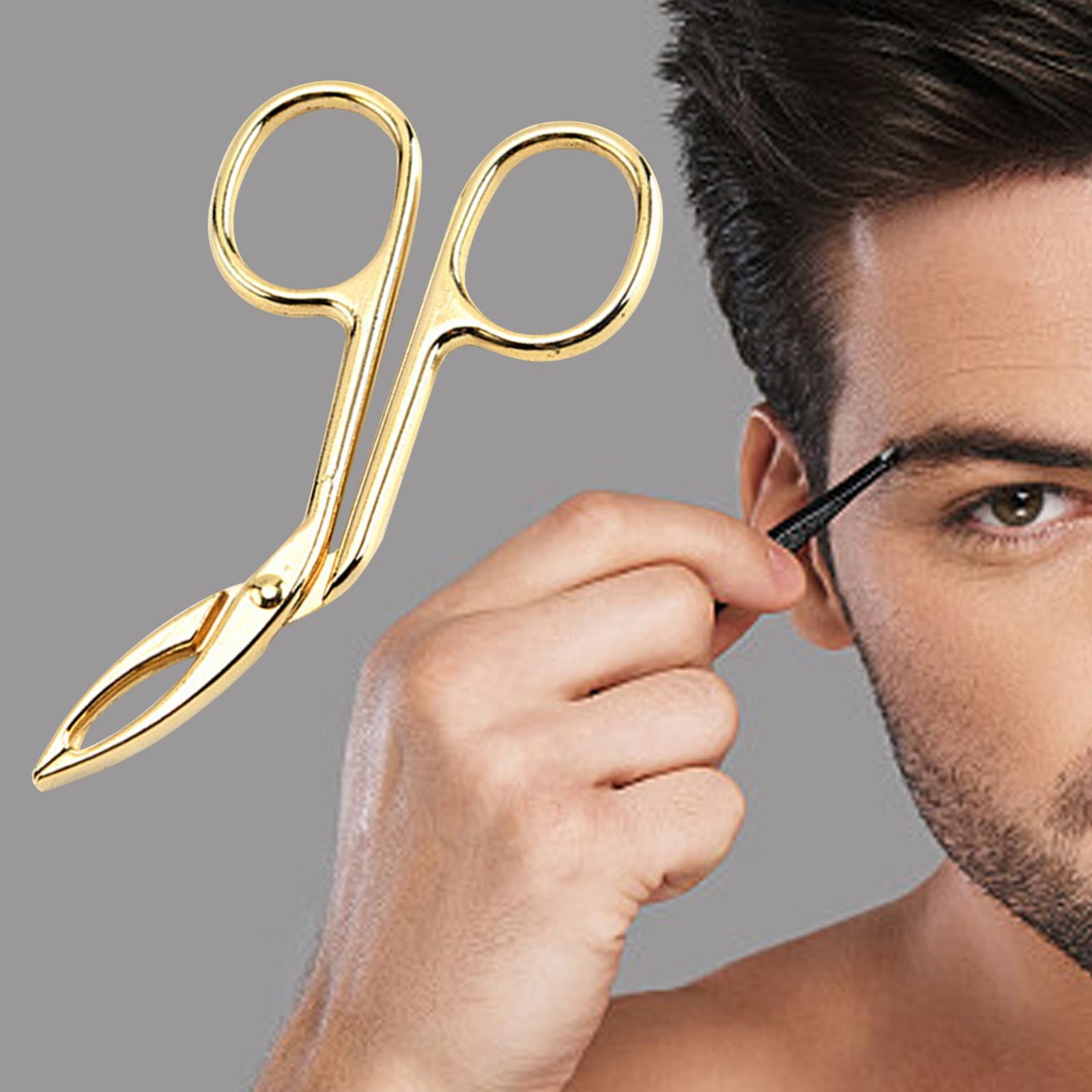 2xEyebrow Tweezers Scissors Handle Comfortable Grip Flat Tip Tweezers Trimming Aureate