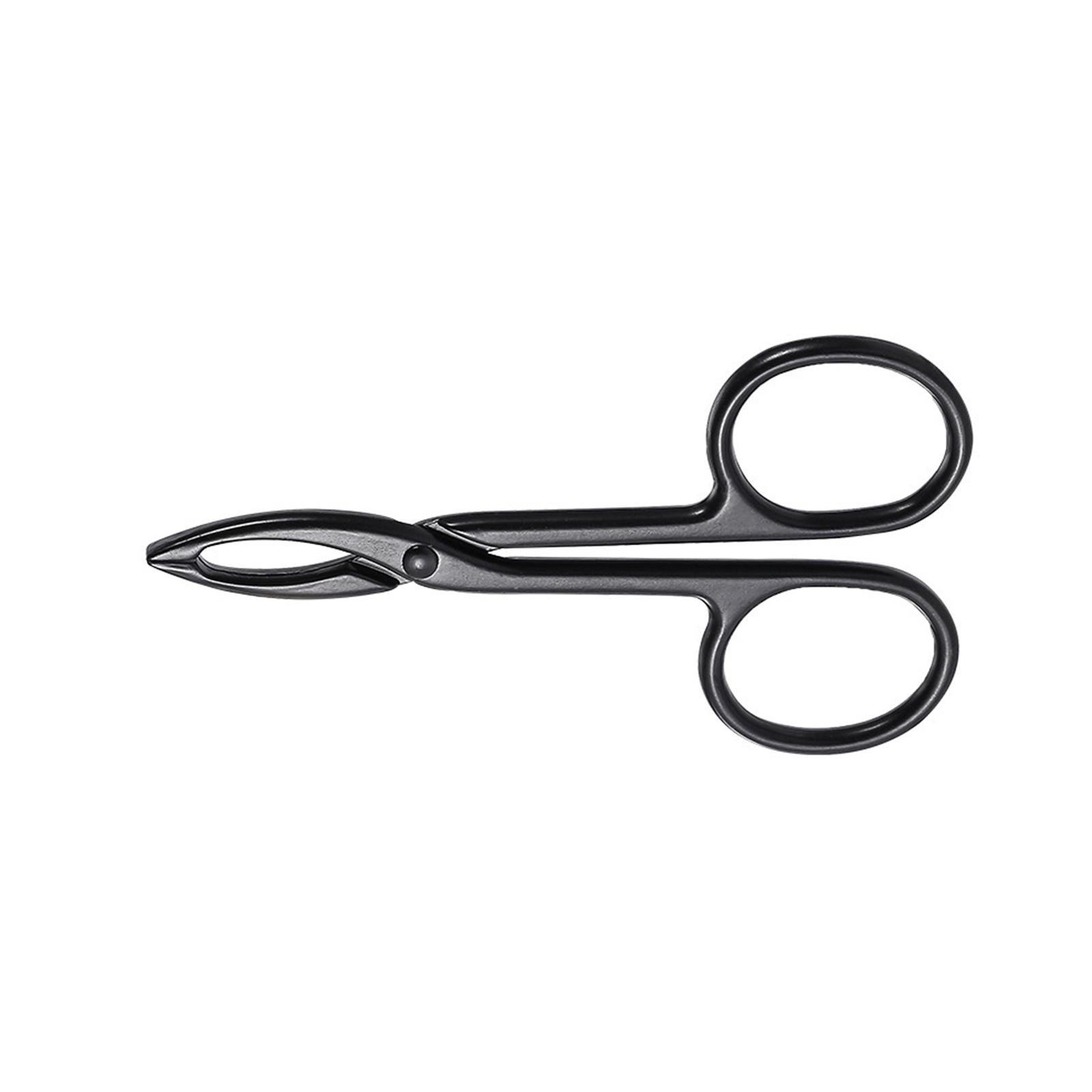 2xEyebrow Tweezers Scissors Handle Comfortable Grip Flat Tip Tweezers Trimming Black Straight 