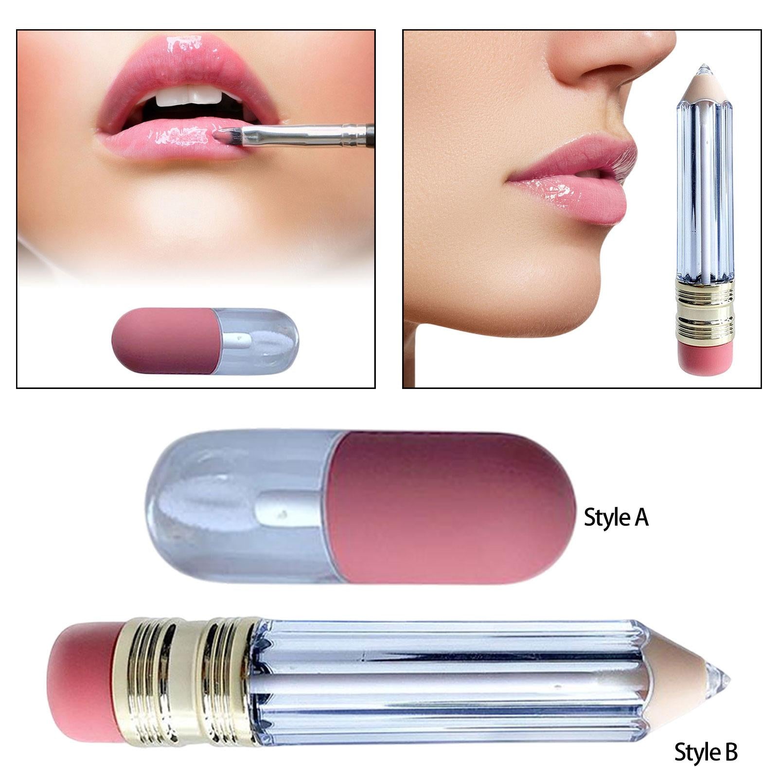 3xLip Gloss Tubes DIY Cosmetics Containers Transparent for Women Girls DIY Style A