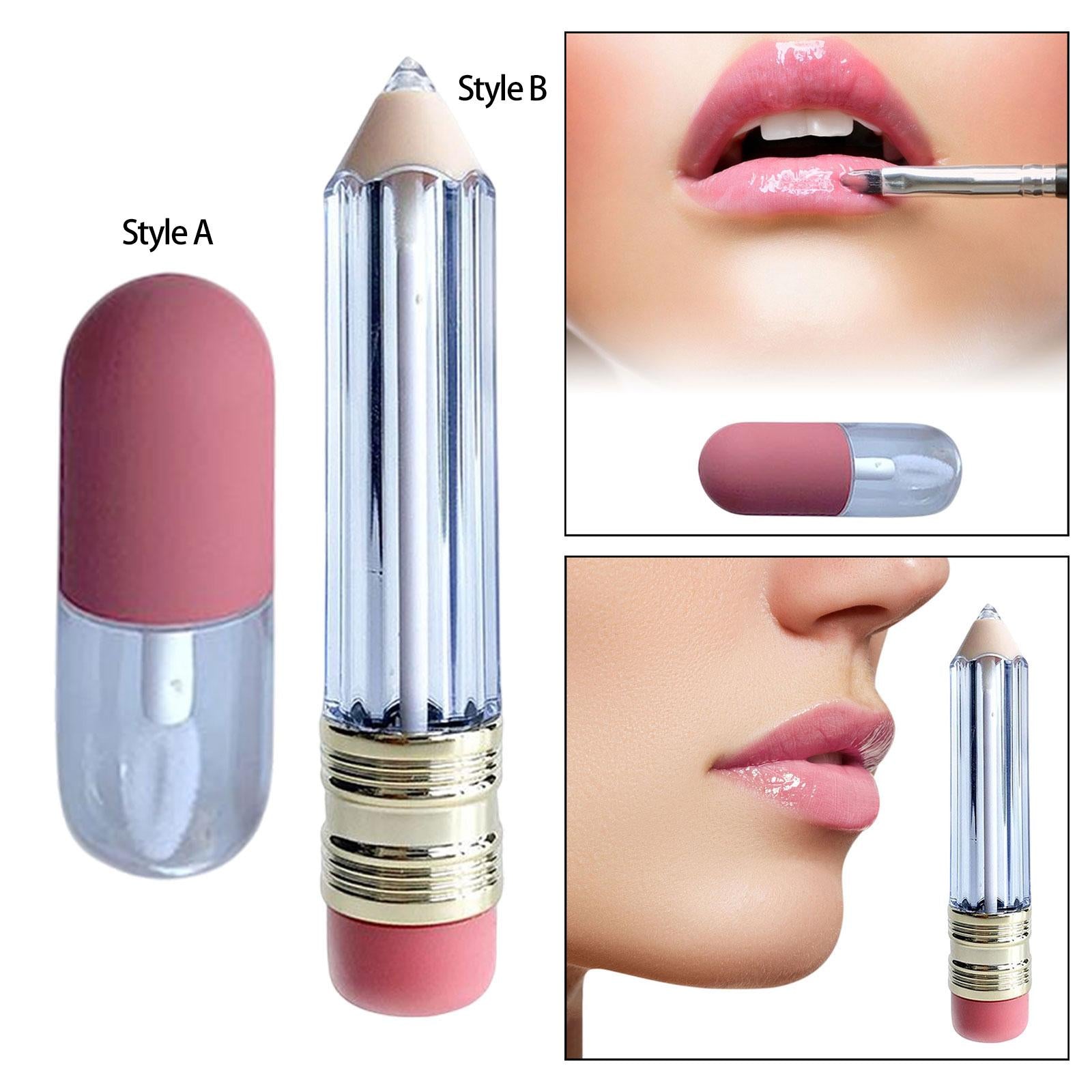 2xLip Gloss Tubes DIY Cosmetics Containers Transparent for Women Girls DIY Style A