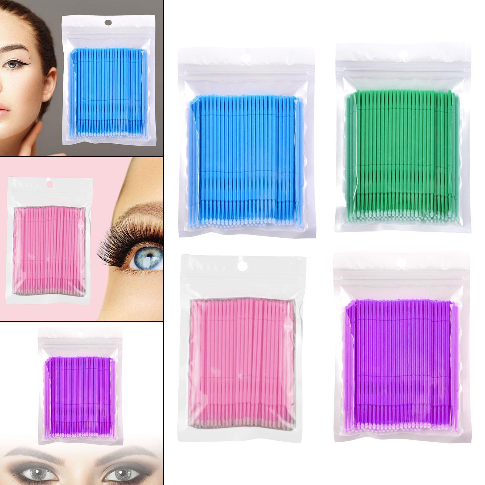 3x100 Pieces Micro Applicator Brushes for Eyelashes Mascara Makeup Application Blue Large