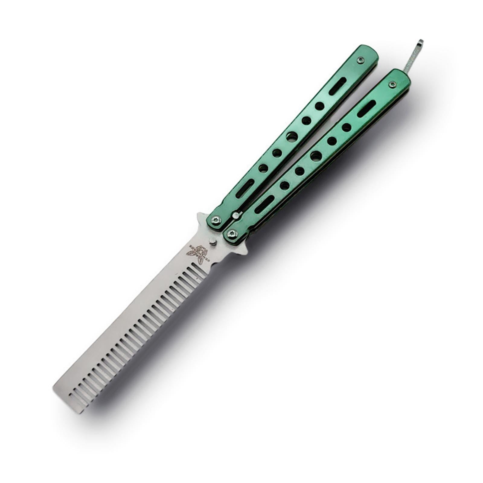 4xButterfly Combs Folding Combs Metal Portable Hair Comb for Sport Outdoor Use Green