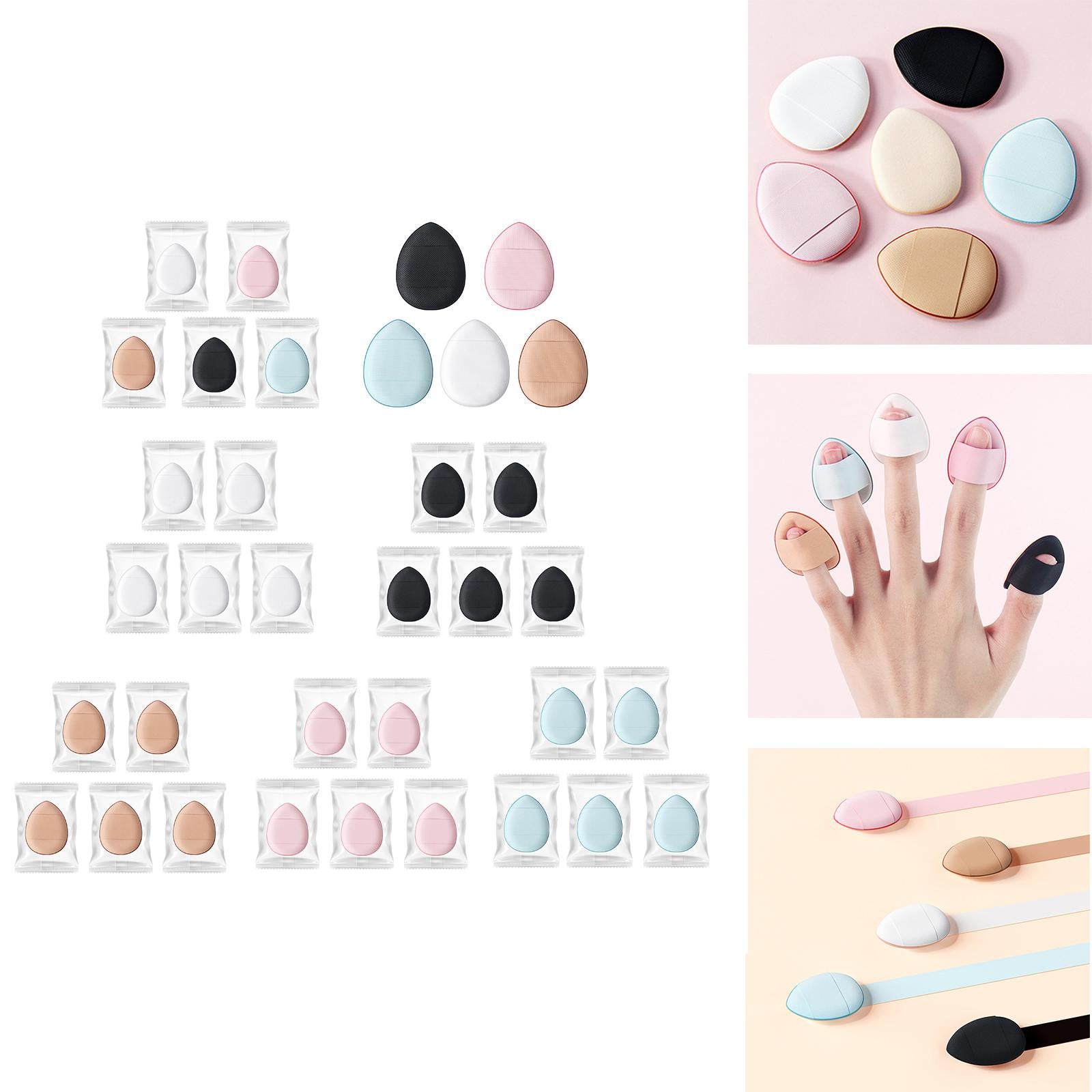 3x5x Finger Powder Puff Mini Makeup Puff for Repair Cream Concealer Eye Shadow Random With Bag