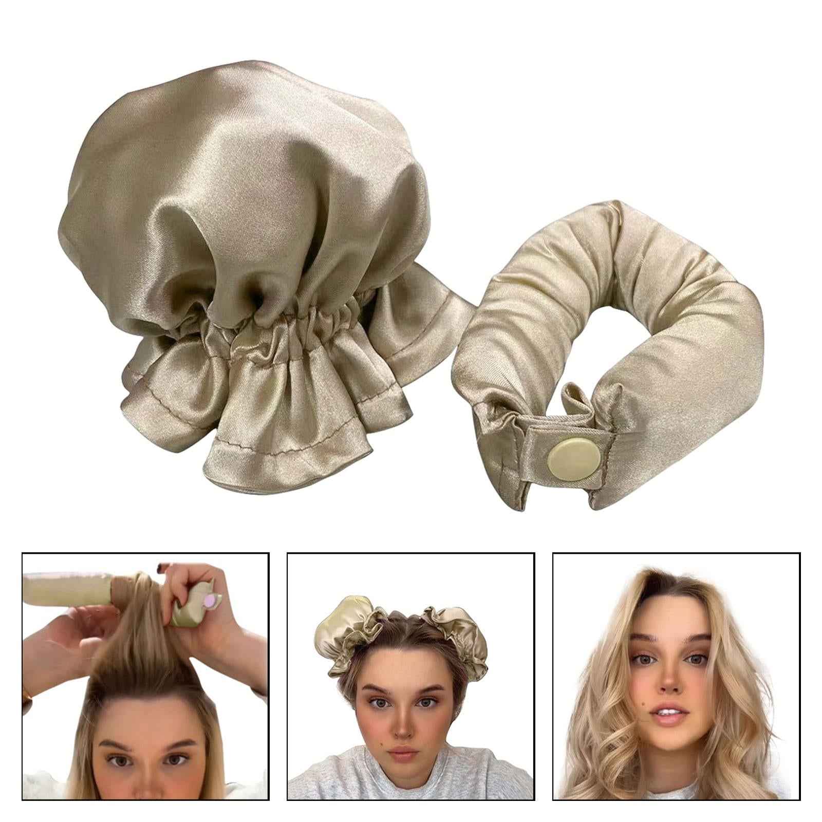 Heatless Curler with Hair Covers Comfortable for Long Hair Curls Women Girls Beige