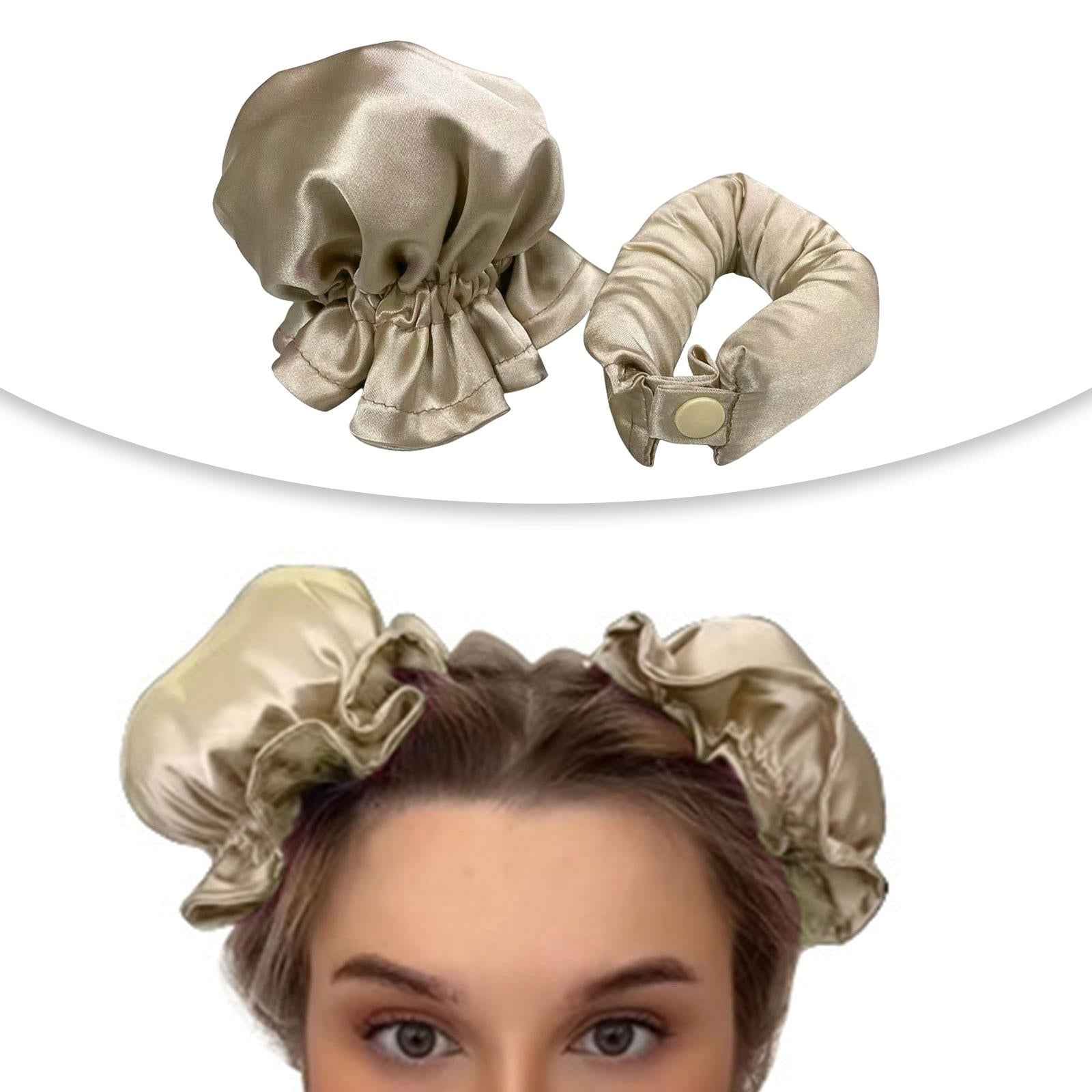 Heatless Curler with Hair Covers Comfortable for Long Hair Curls Women Girls Beige