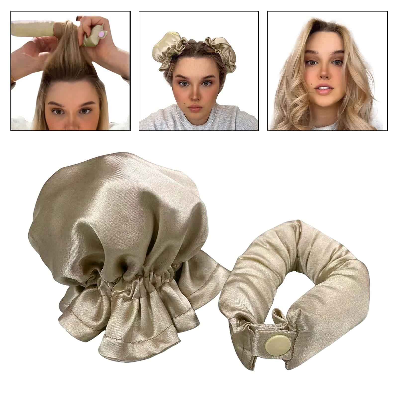 Heatless Curler with Hair Covers Comfortable for Long Hair Curls Women Girls Beige