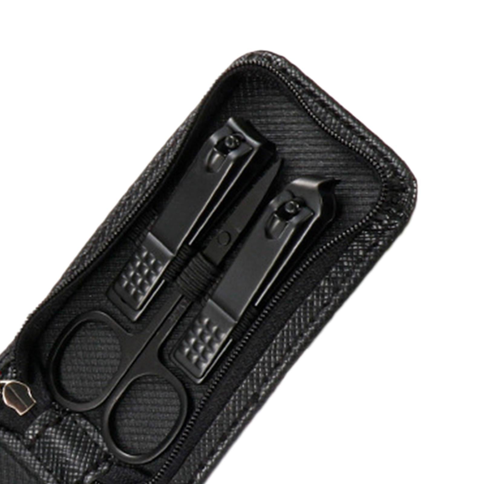 2xManicure Manicure Tool Set Portable Multipurpose Nail File Ear Pick Clippers Black