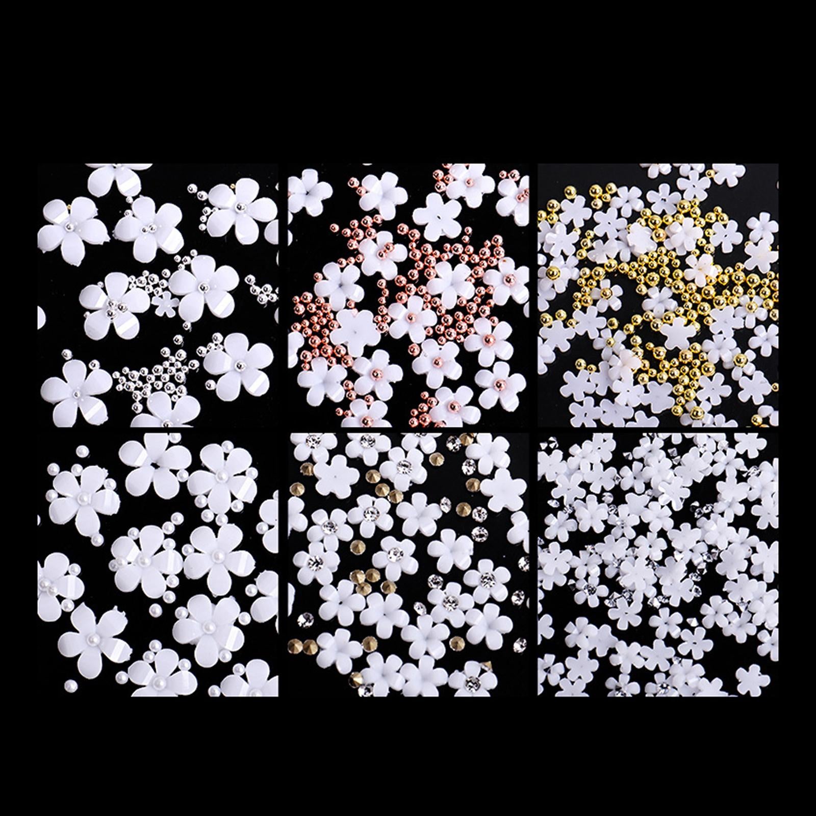 3xMixed 3D Flower Nail Charms 6 Grids Nail Decoration Supplies for Nail Crafts Style A