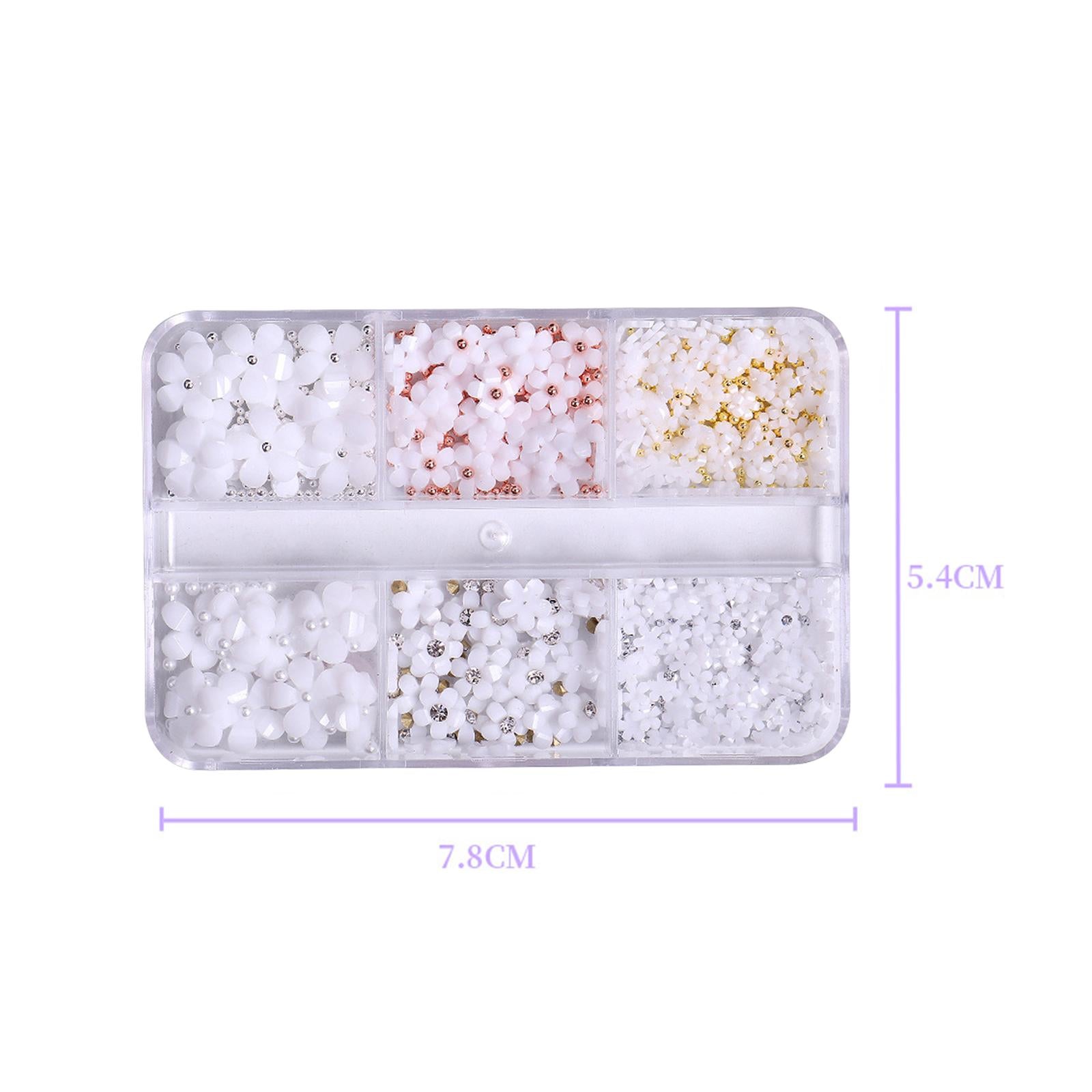 3xMixed 3D Flower Nail Charms 6 Grids Nail Decoration Supplies for Nail Crafts Style A