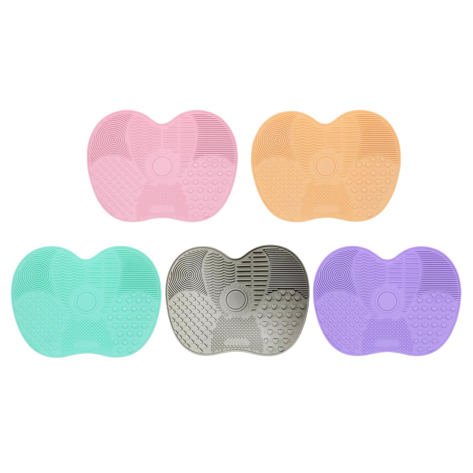 4xMakeup Brush Cleaner Pad Apple Shape Scrubber Mat for Eyeshadow Brush Travel Pink