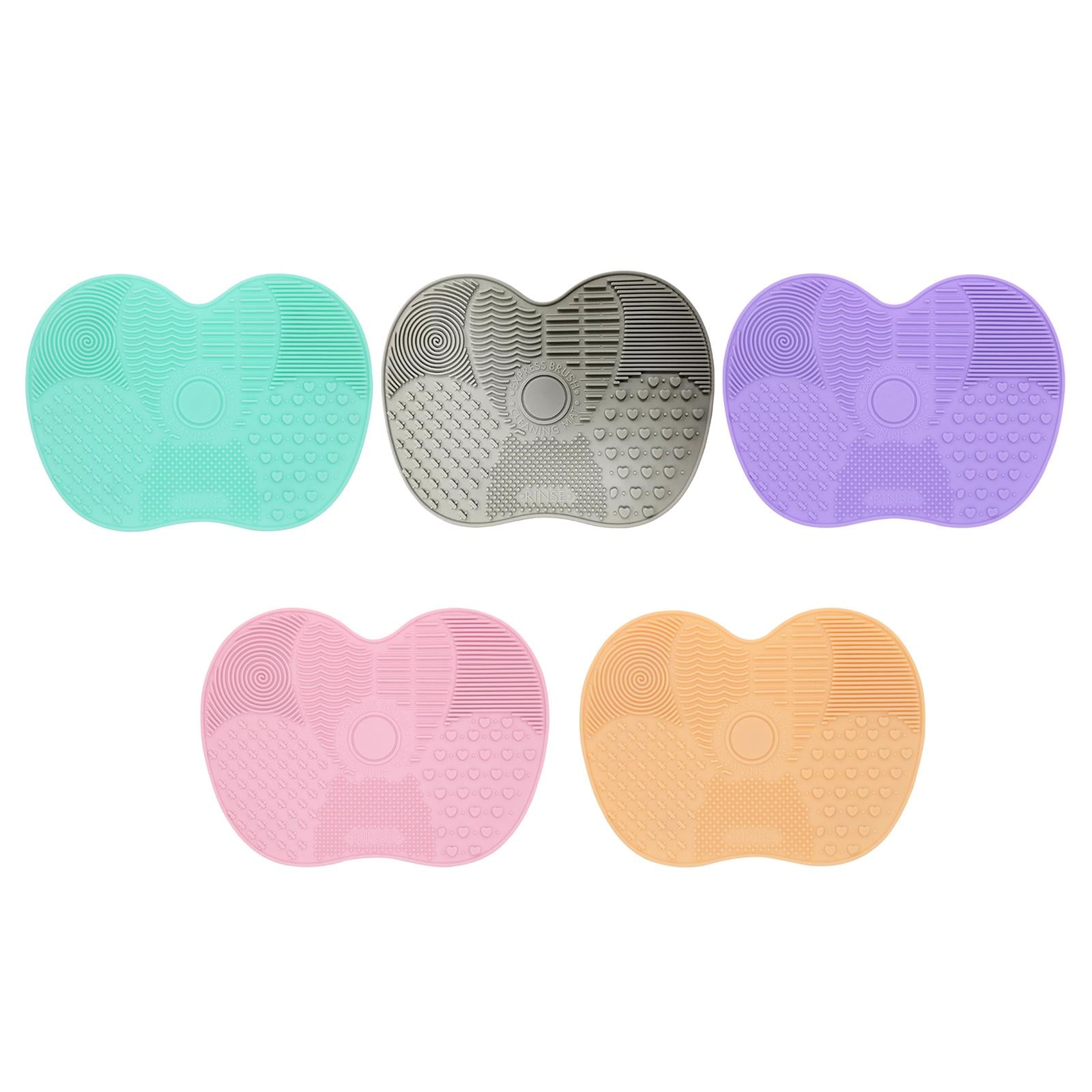 4xMakeup Brush Cleaner Pad Apple Shape Scrubber Mat for Eyeshadow Brush Travel Pink