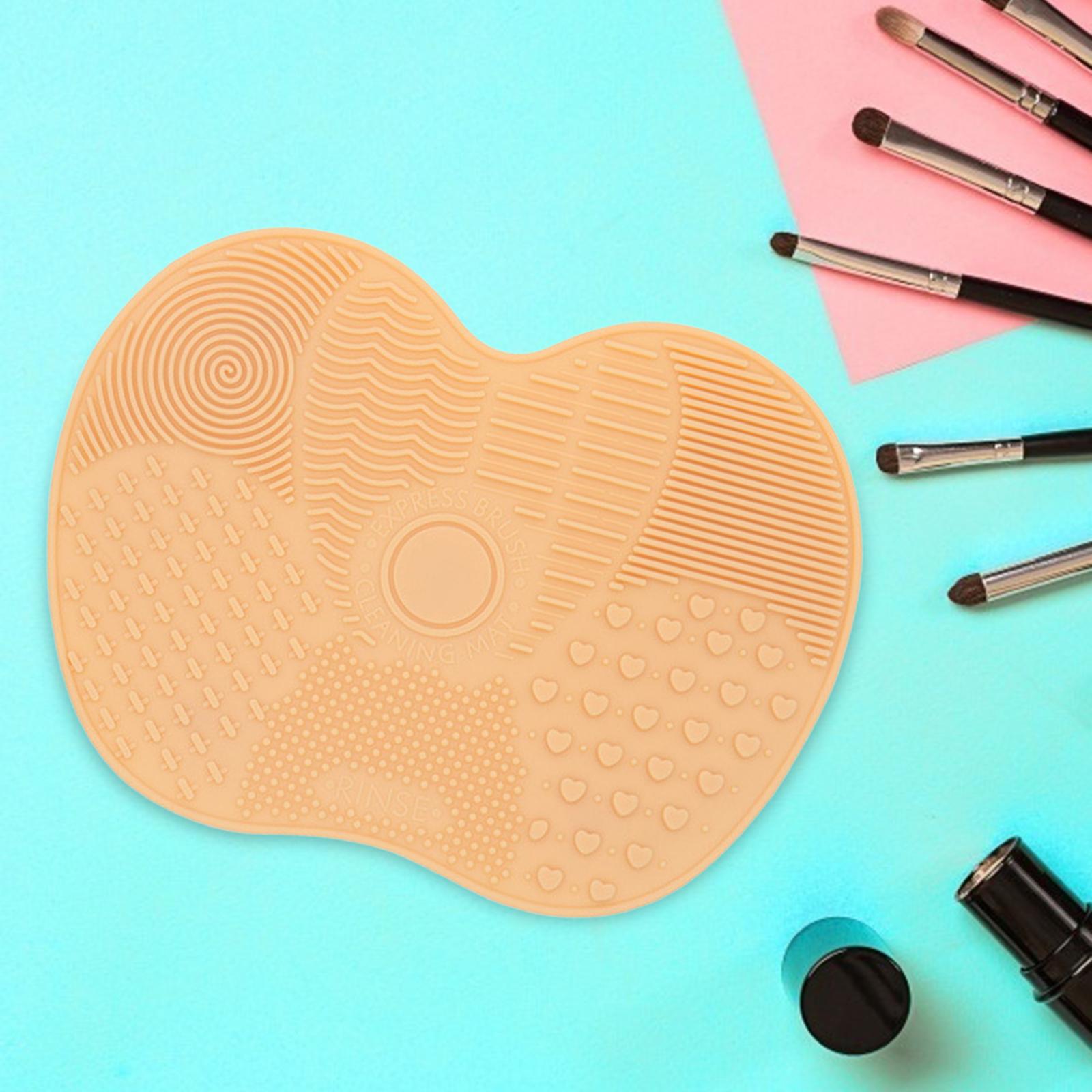 2xMakeup Brush Cleaner Pad Apple Shape Scrubber Mat for Eyeshadow Brush Travel Yellow White
