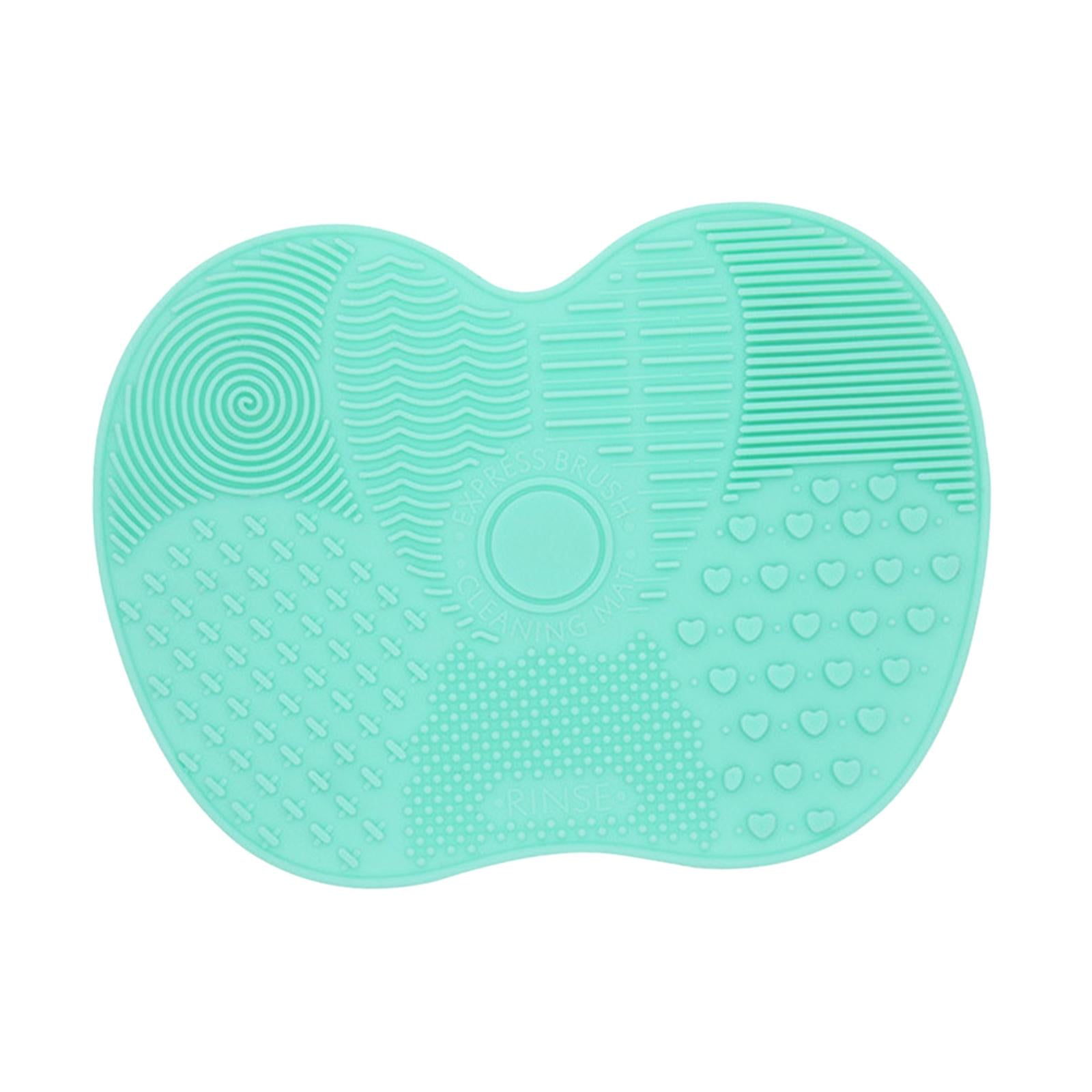 5xMakeup Brush Cleaner Pad Apple Shape Scrubber Mat for Eyeshadow Brush Travel Green