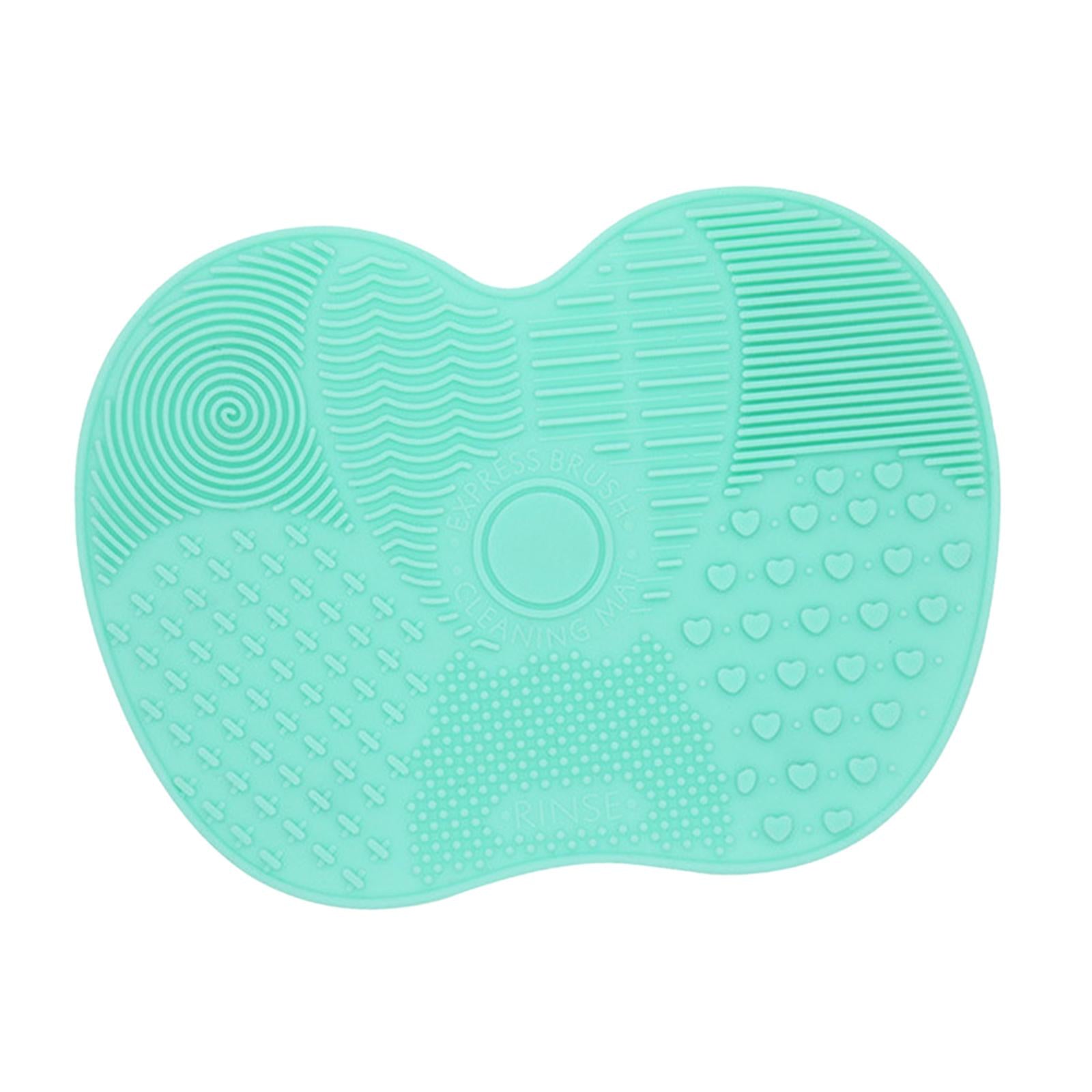2xMakeup Brush Cleaner Pad Apple Shape Scrubber Mat for Eyeshadow Brush Travel Green
