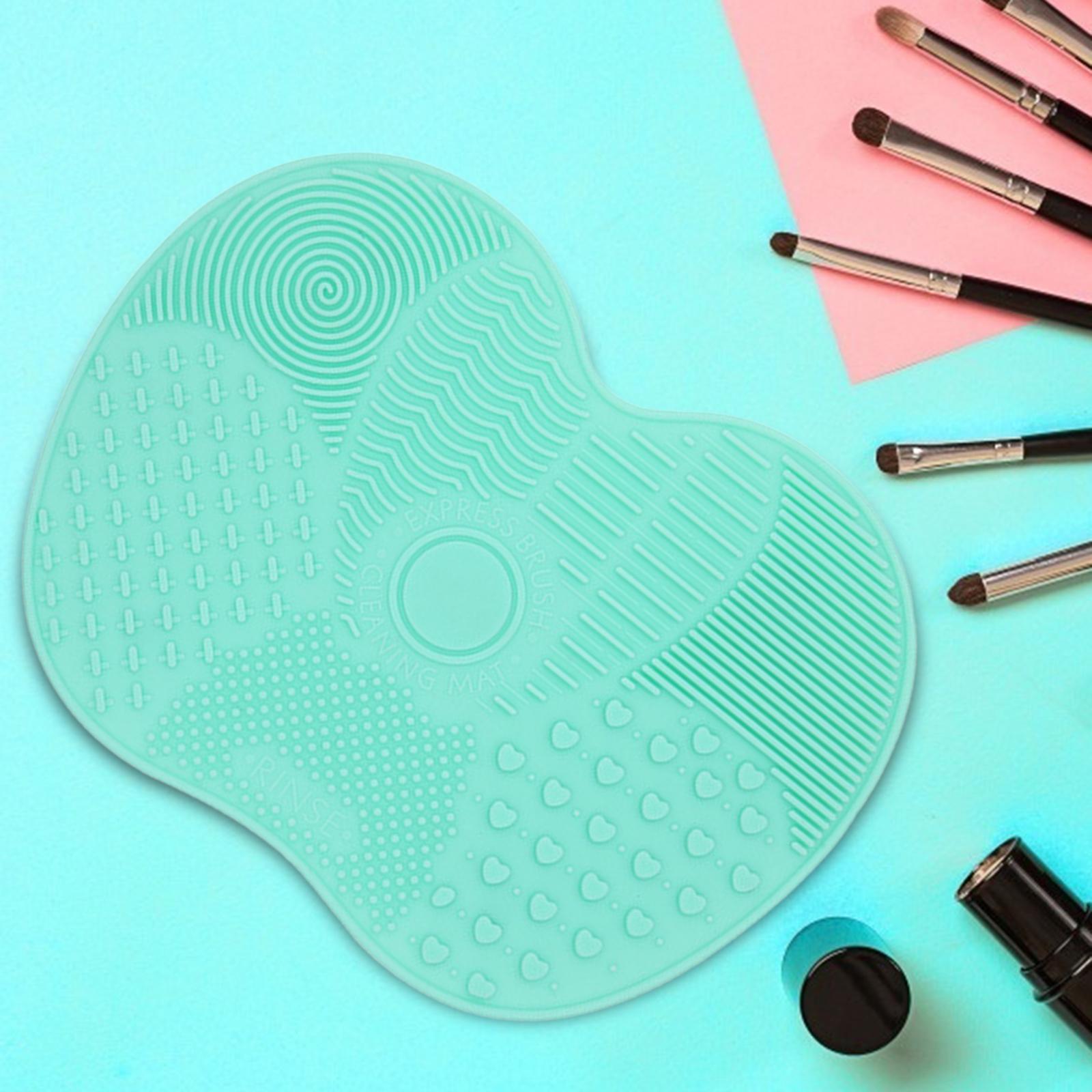 5xMakeup Brush Cleaner Pad Apple Shape Scrubber Mat for Eyeshadow Brush Travel Green
