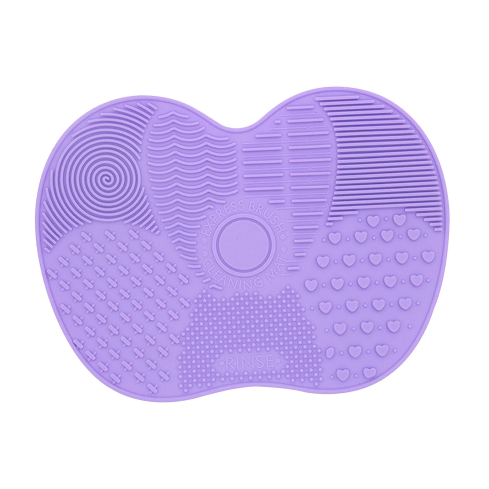 4xMakeup Brush Cleaner Pad Apple Shape Scrubber Mat for Eyeshadow Brush Travel Purple