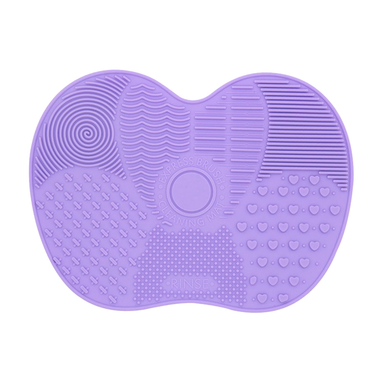3xMakeup Brush Cleaner Pad Apple Shape Scrubber Mat for Eyeshadow Brush Travel Purple