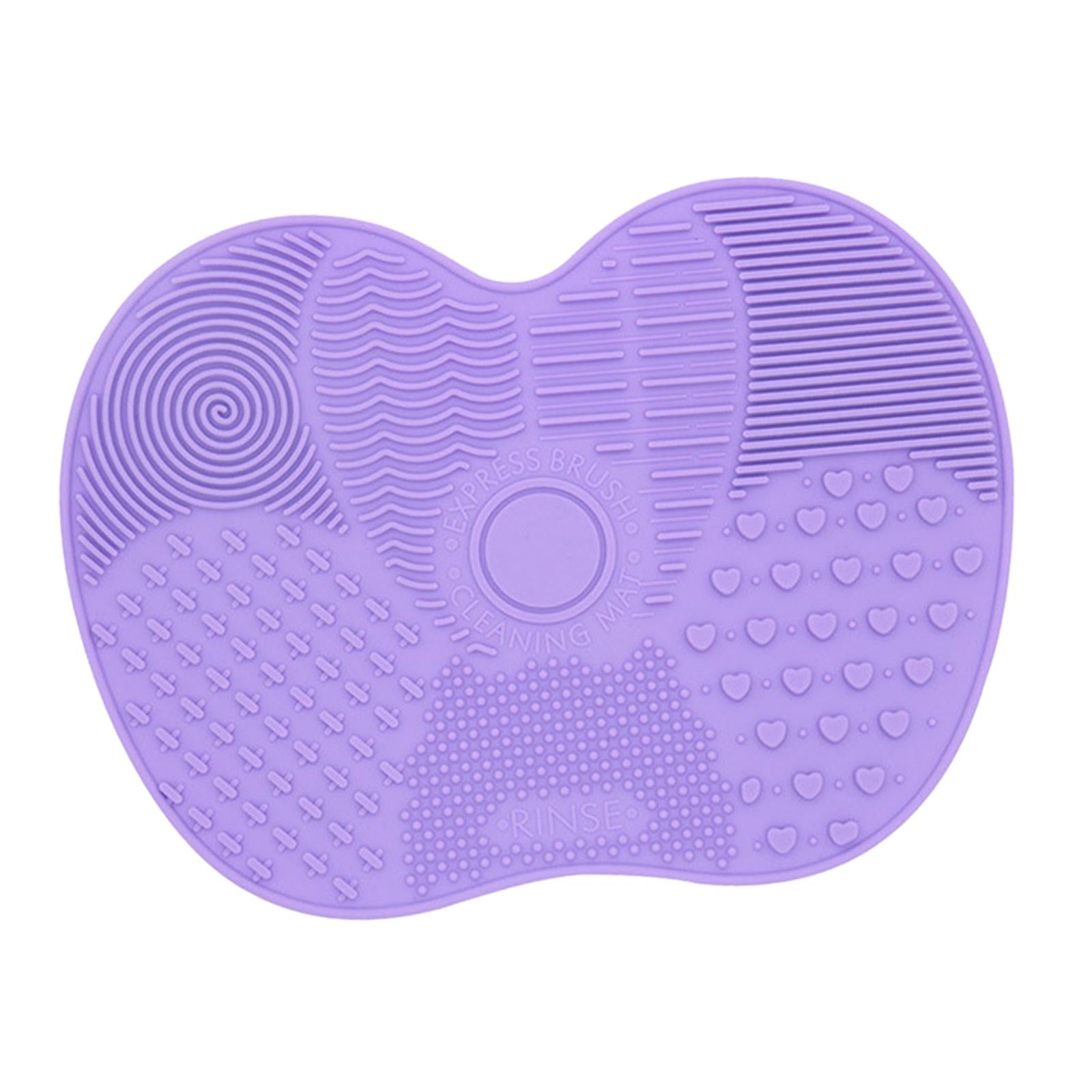 3xMakeup Brush Cleaner Pad Apple Shape Scrubber Mat for Eyeshadow Brush Travel Purple