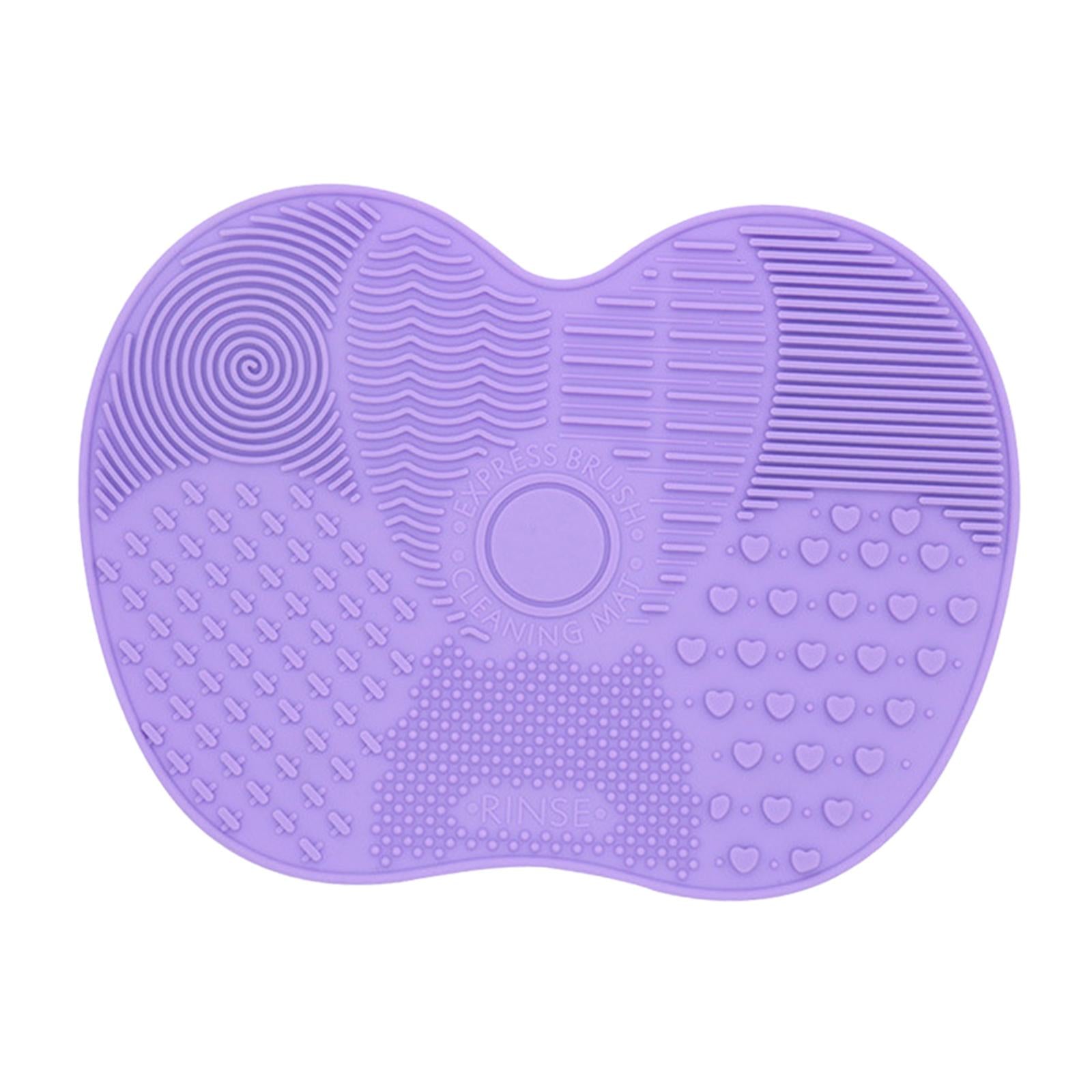 3xMakeup Brush Cleaner Pad Apple Shape Scrubber Mat for Eyeshadow Brush Travel Purple