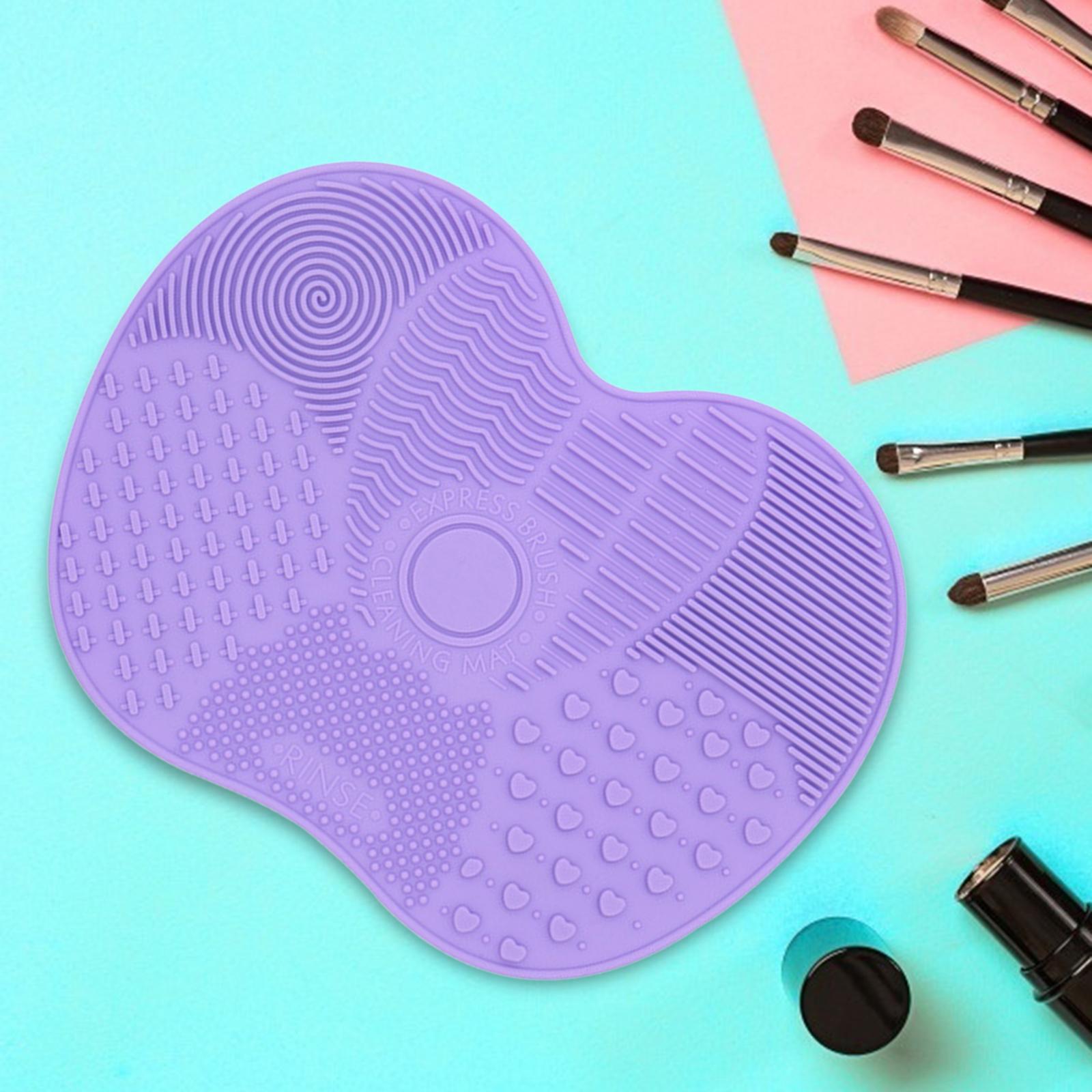 2xMakeup Brush Cleaner Pad Apple Shape Scrubber Mat for Eyeshadow Brush Travel Purple
