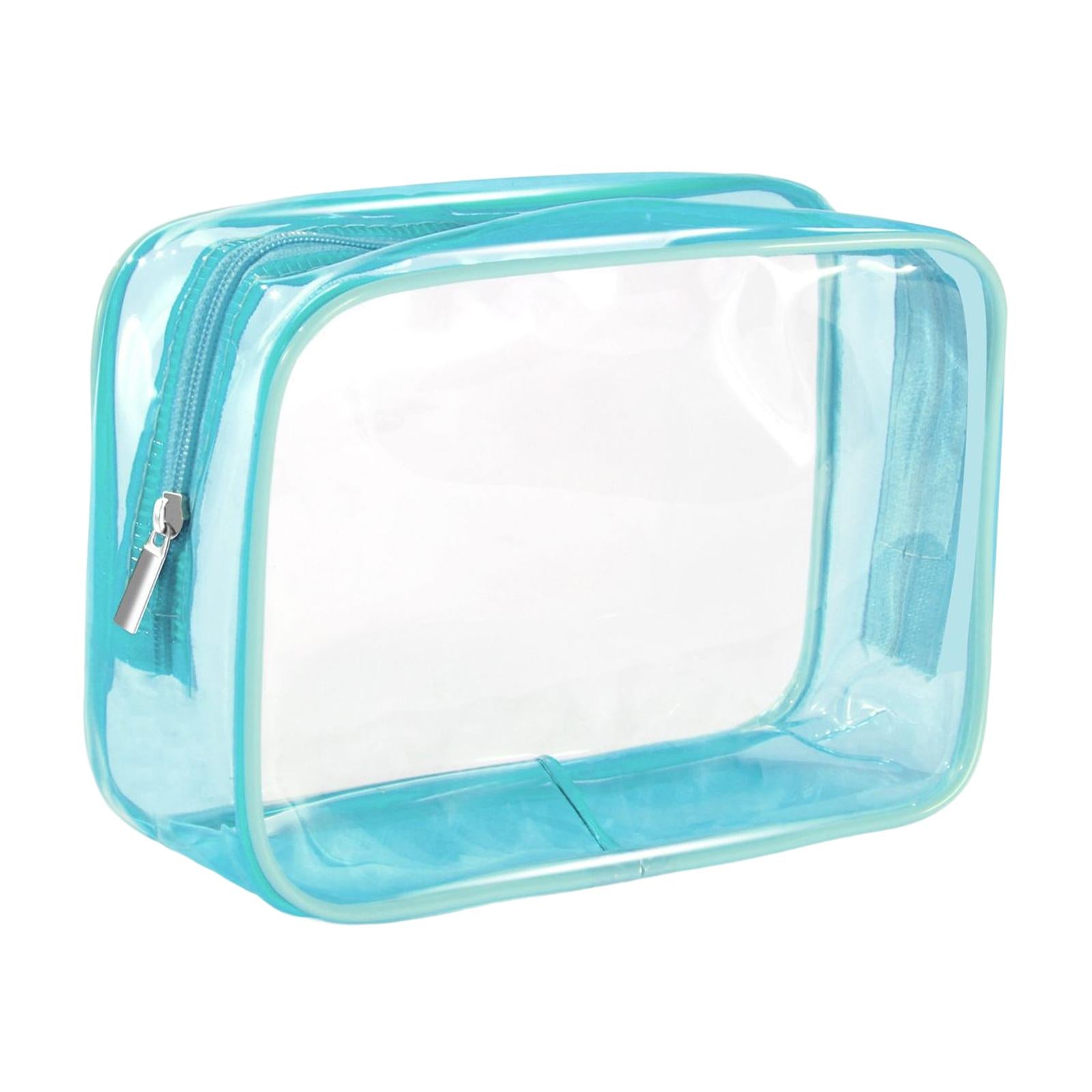 3xWaterproof Toiletry Bag Reusable Holder Container Beach Bag Clear Makeup Bag Blue